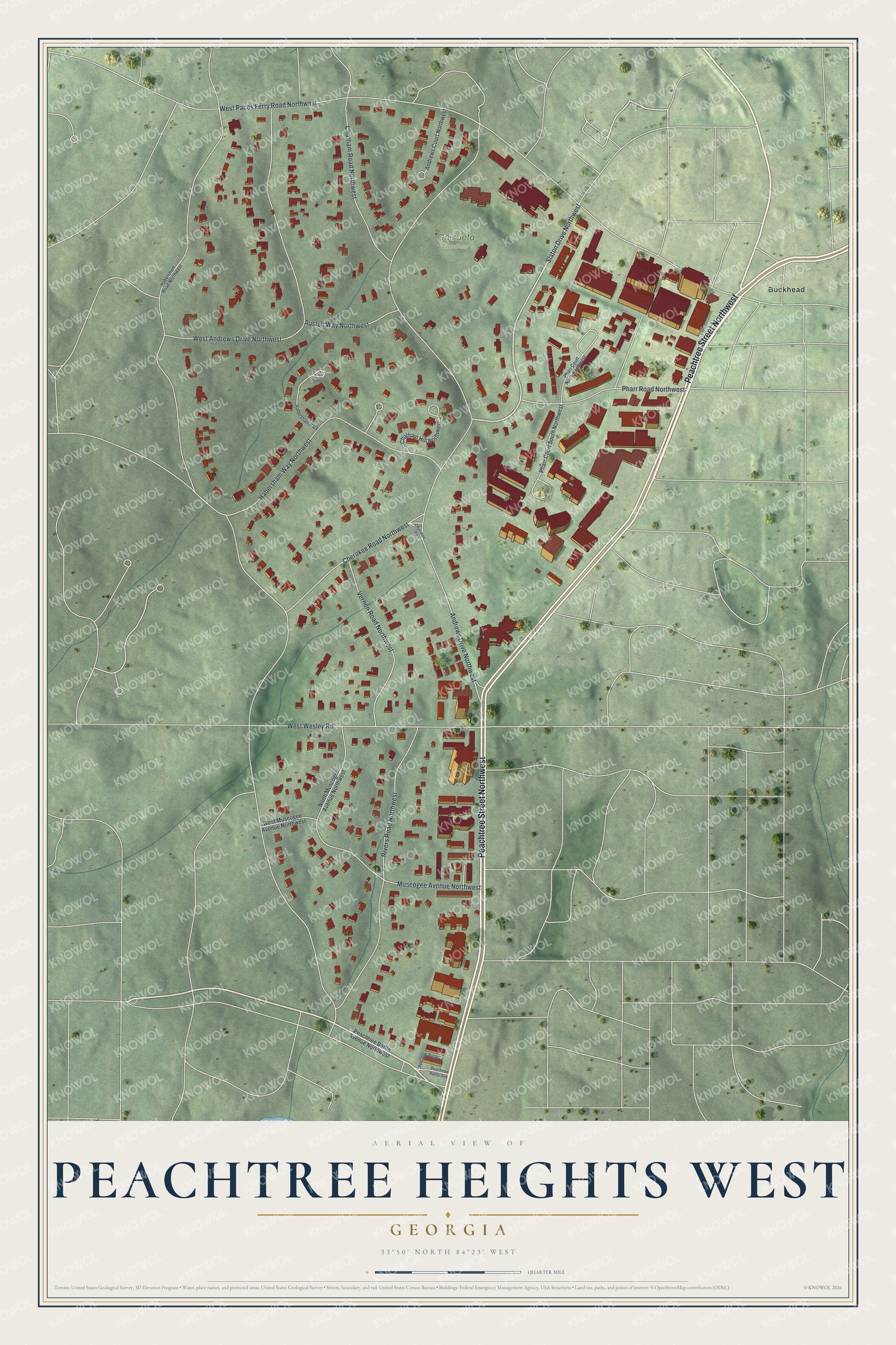 Watermarked full-map preview of Peachtree Heights West, Georgia