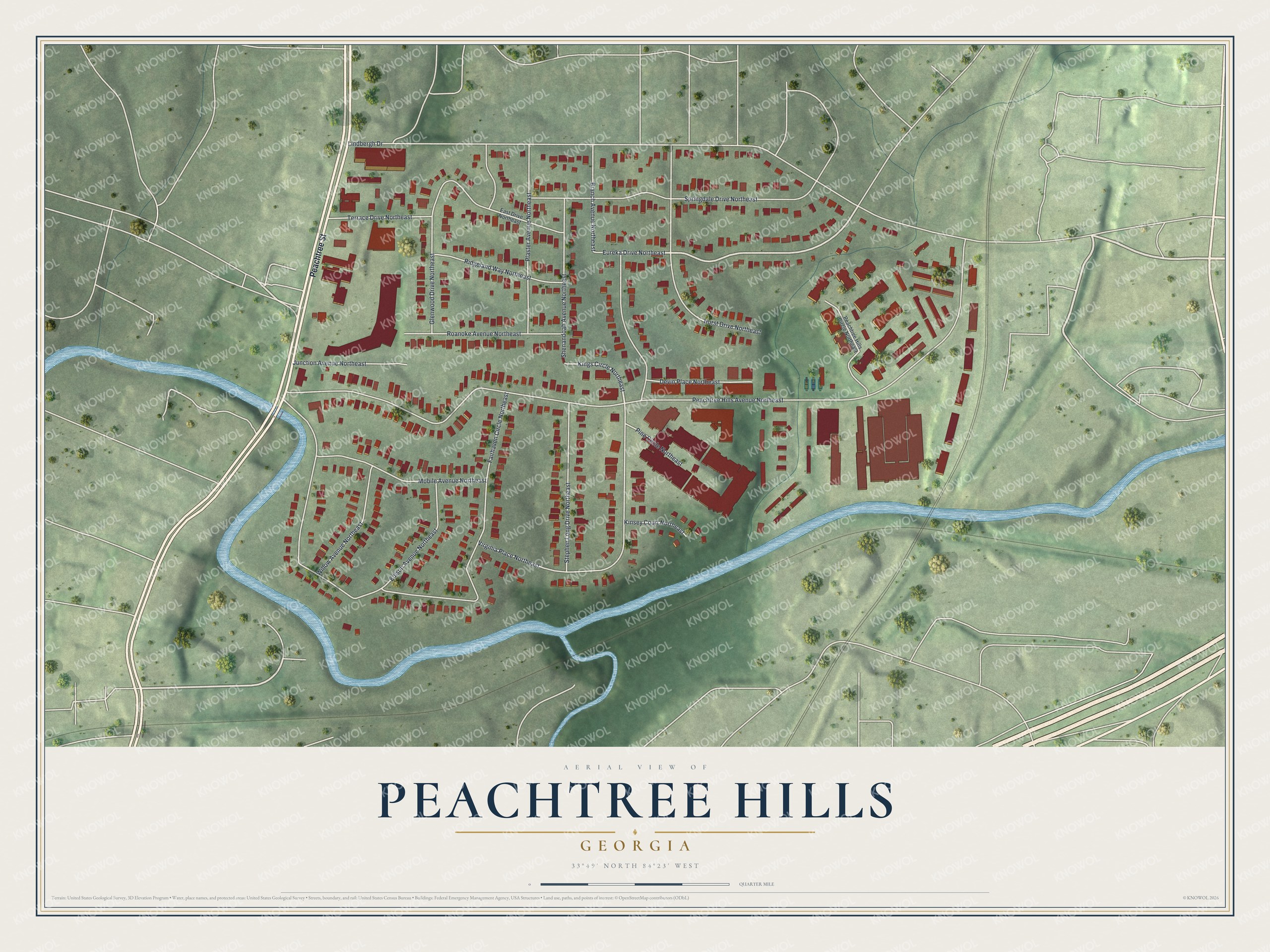 Watermarked full-map preview of Peachtree Hills, Georgia
