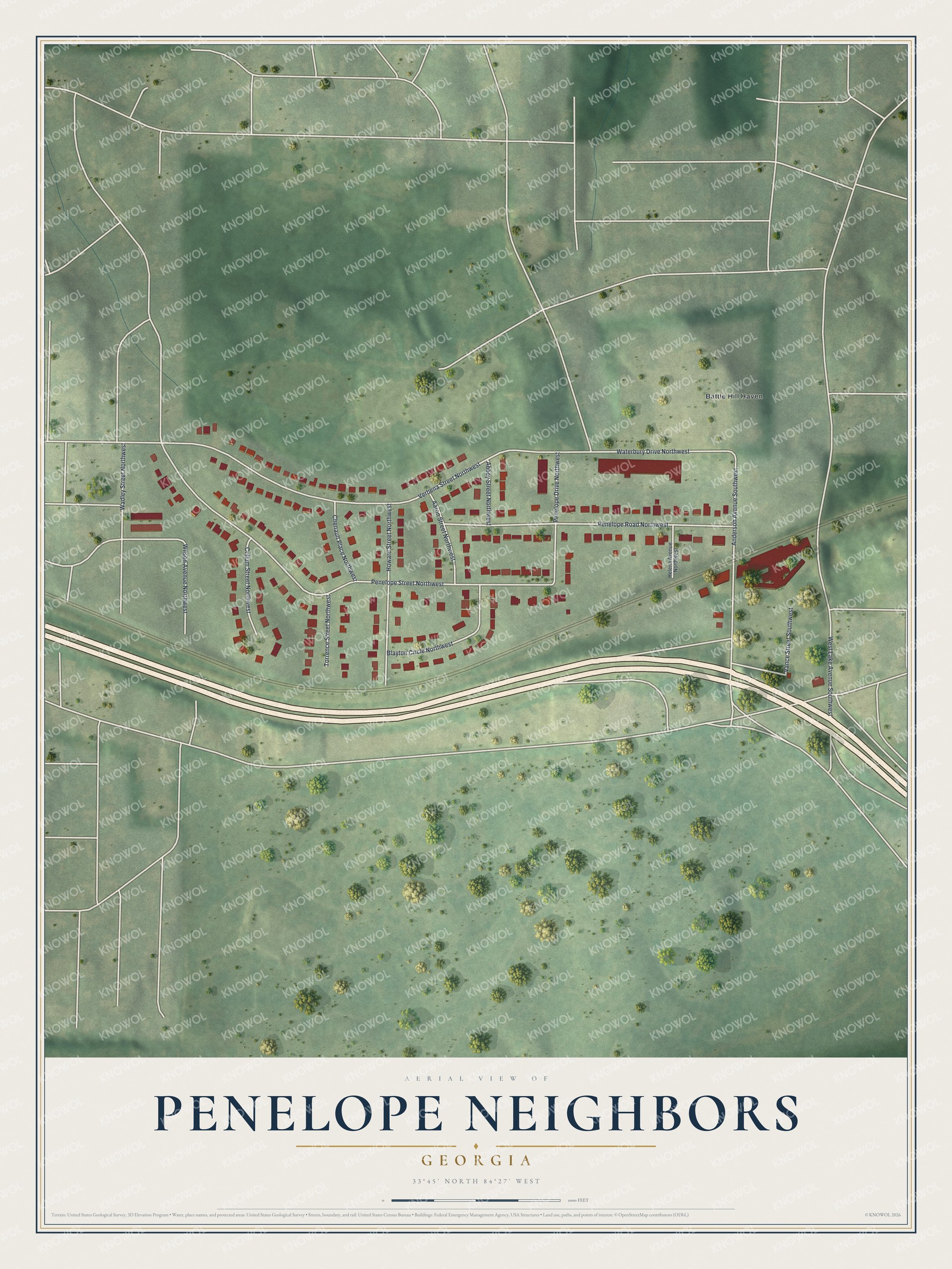 Watermarked full-map preview of Penelope Neighbors, Georgia
