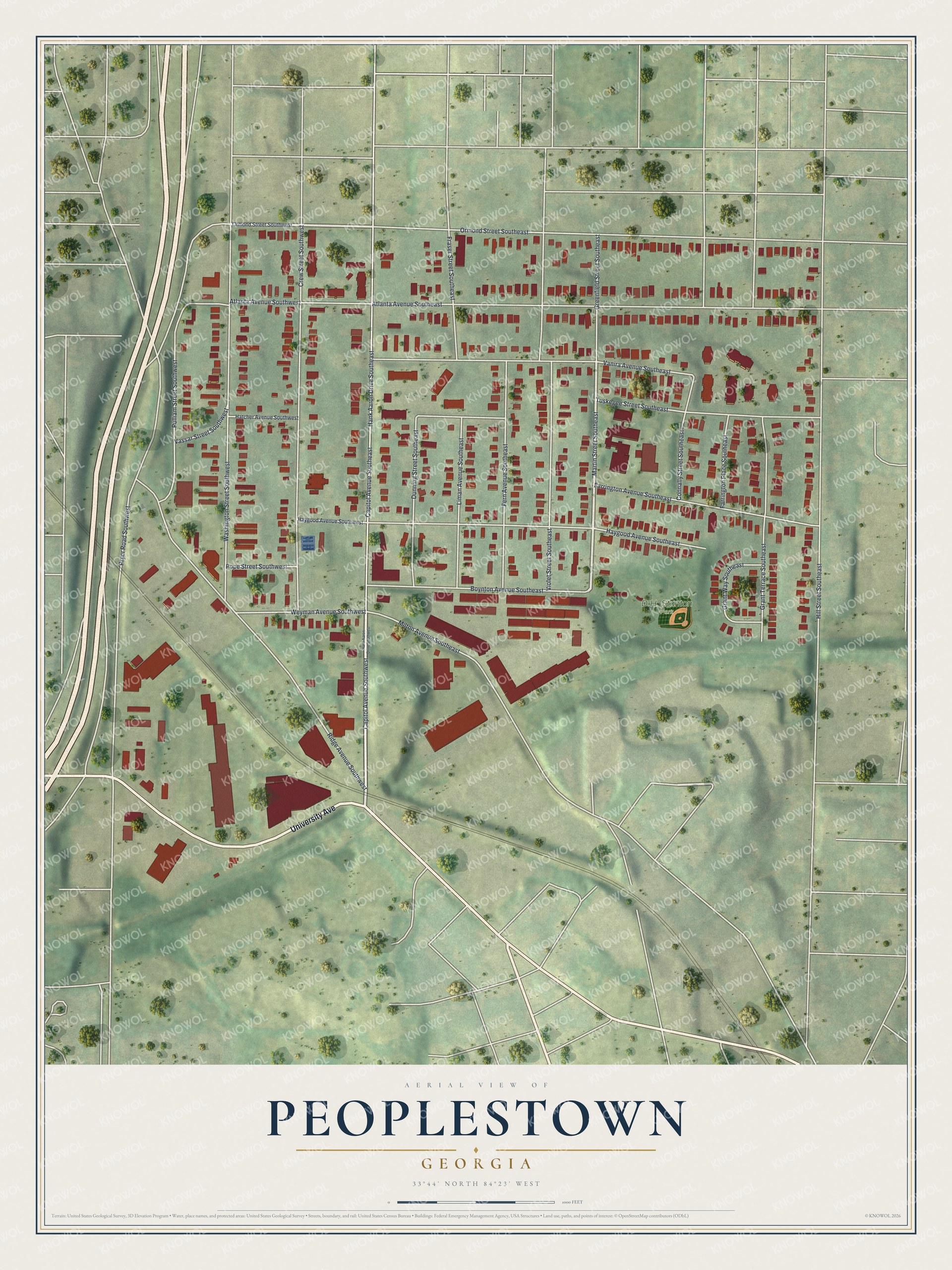 Watermarked full-map preview of Peoplestown, Georgia