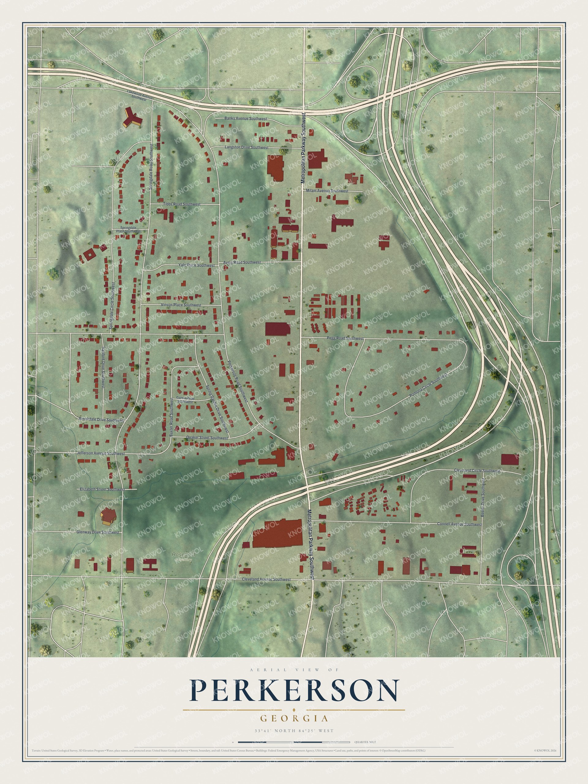 Watermarked full-map preview of Perkerson, Georgia