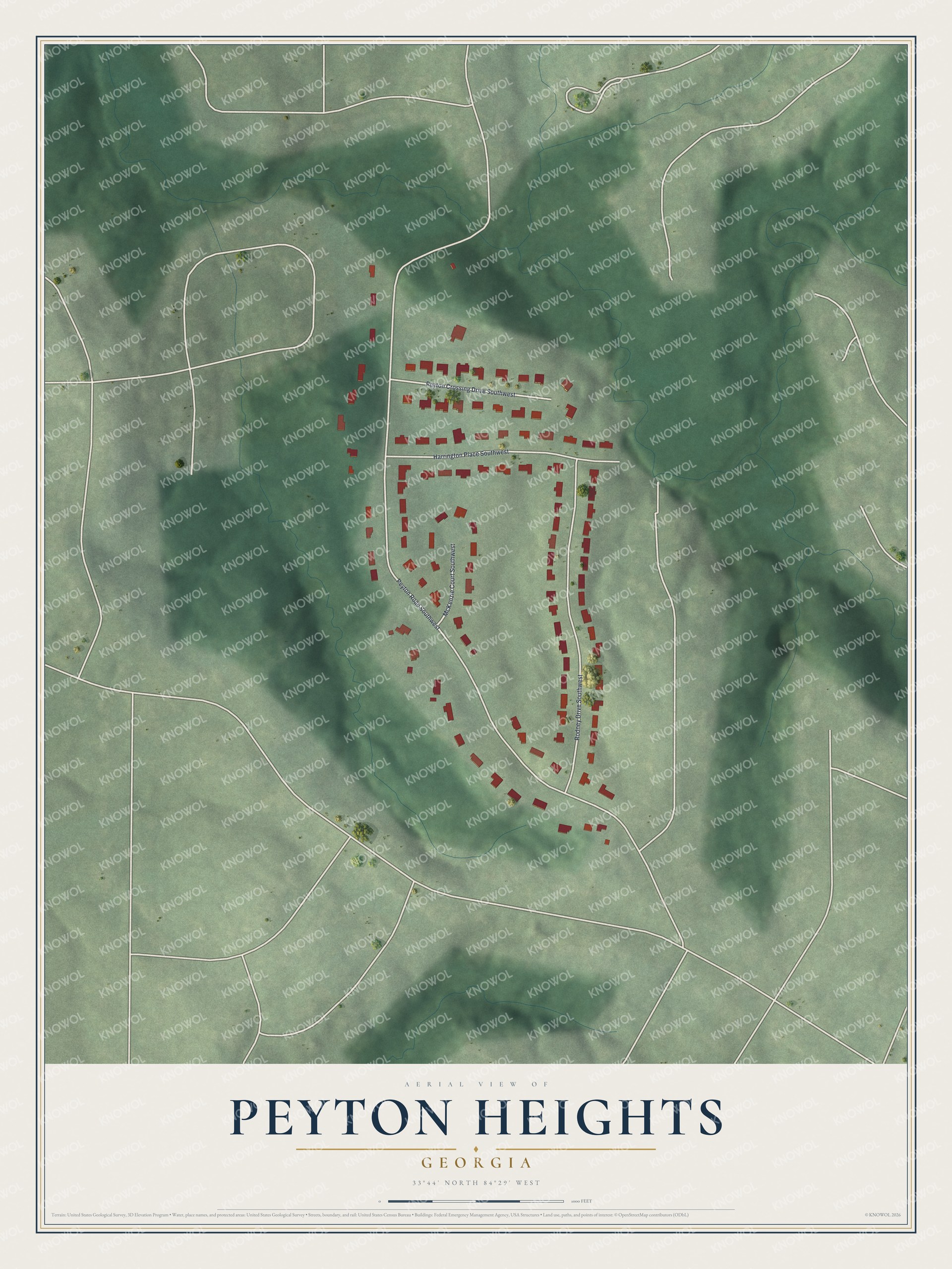 Watermarked full-map preview of Peyton Heights, Georgia