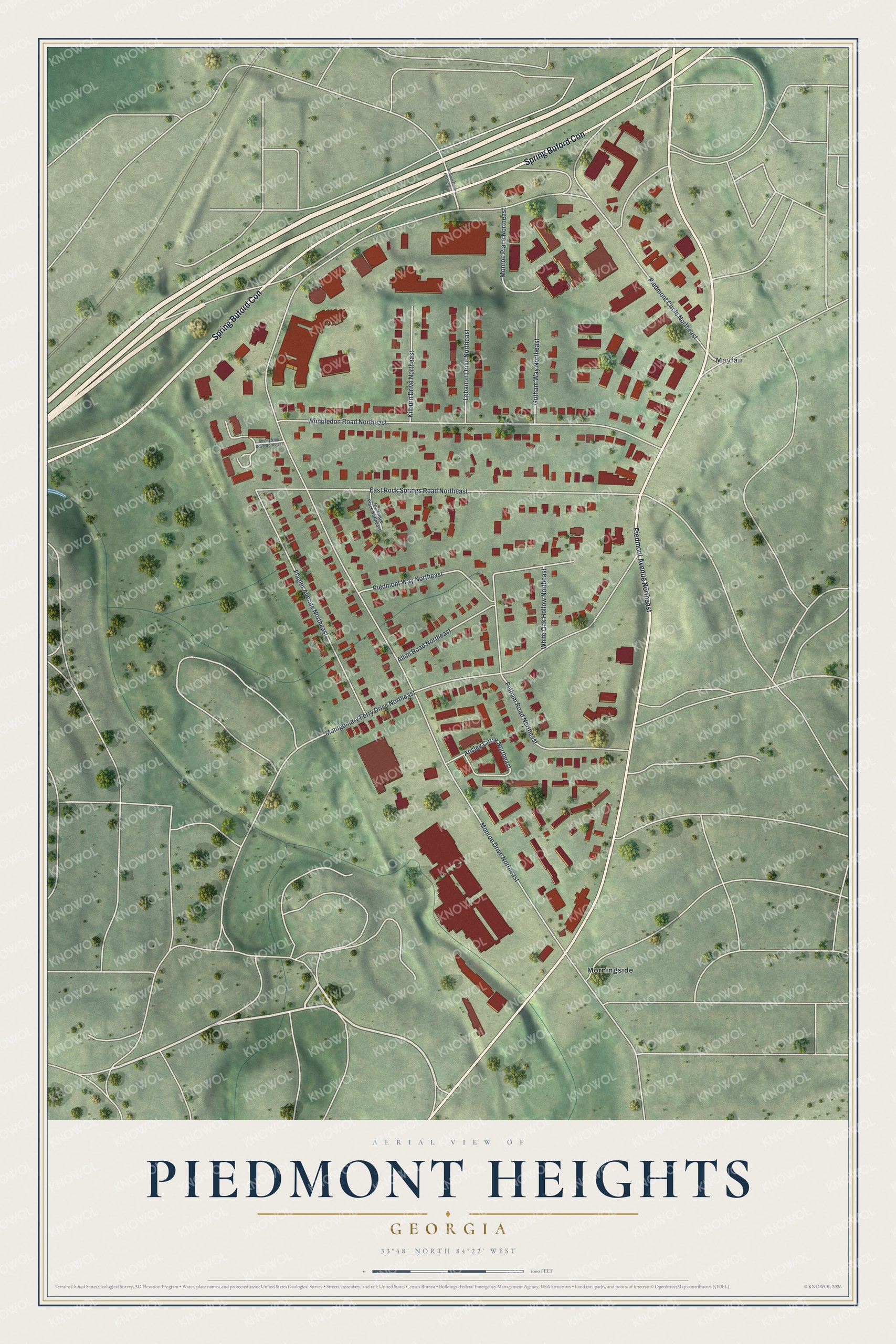 Watermarked full-map preview of Piedmont Heights, Georgia