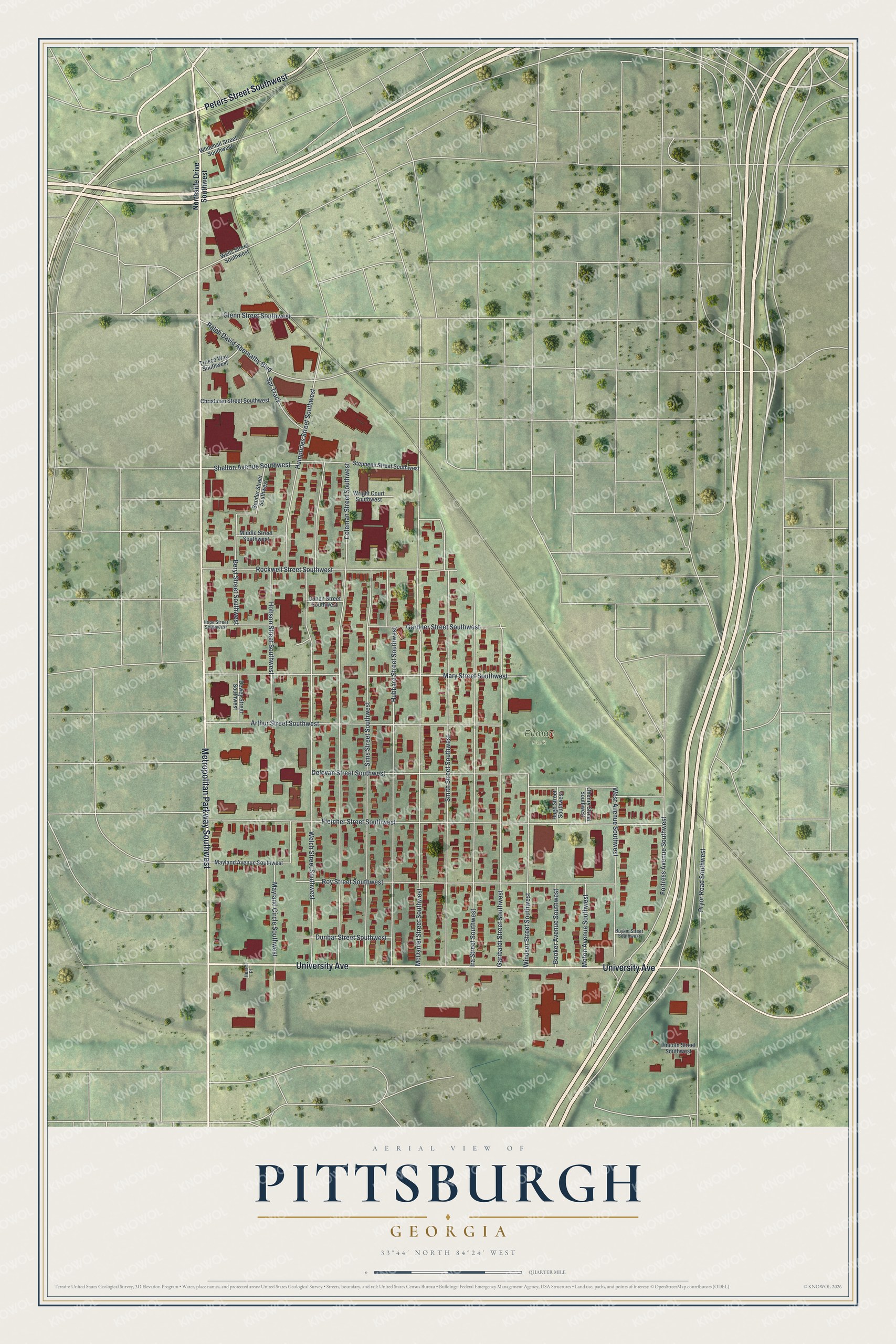 Watermarked full-map preview of Pittsburgh, Georgia