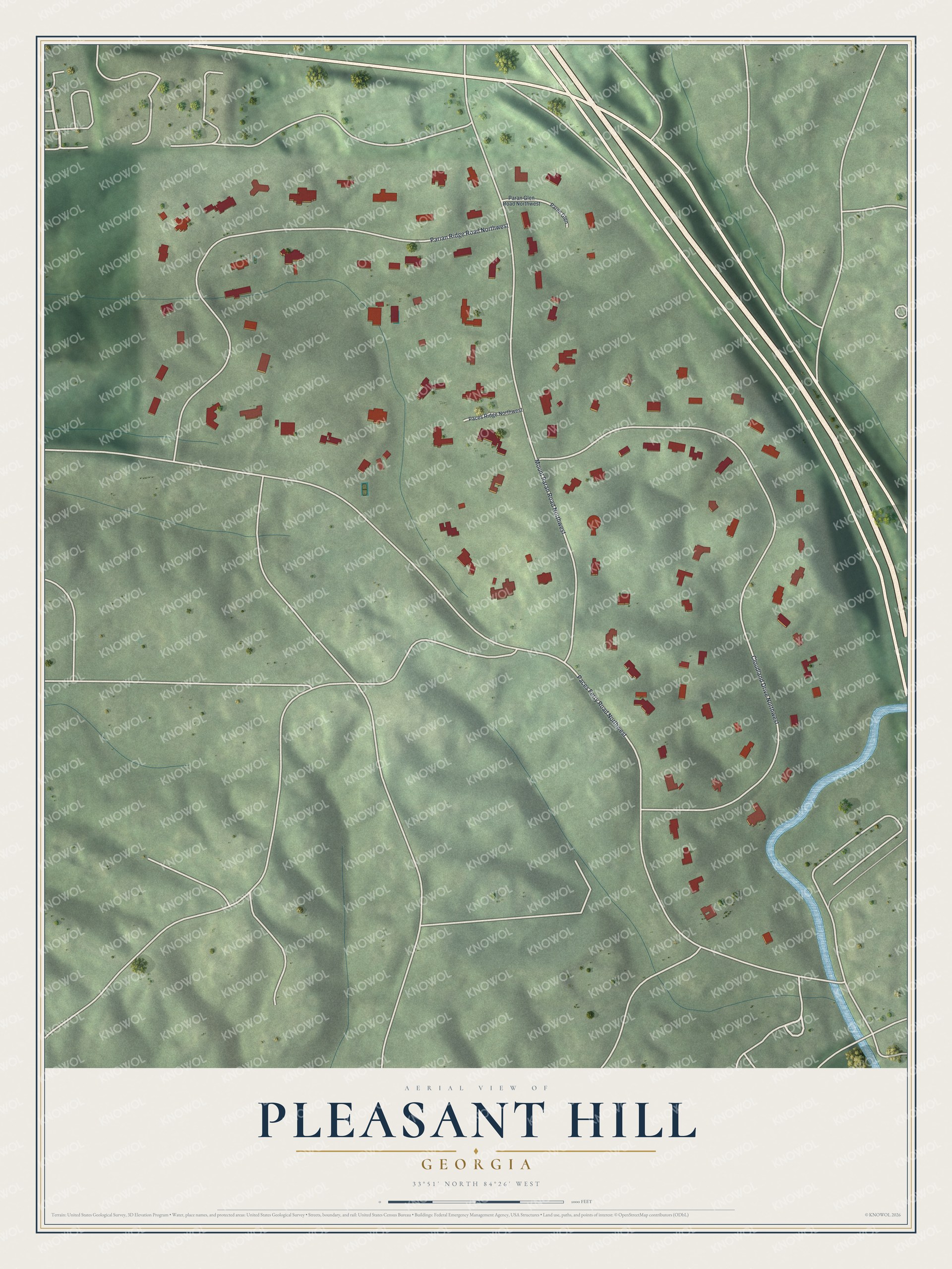 Watermarked full-map preview of Pleasant Hill, Georgia