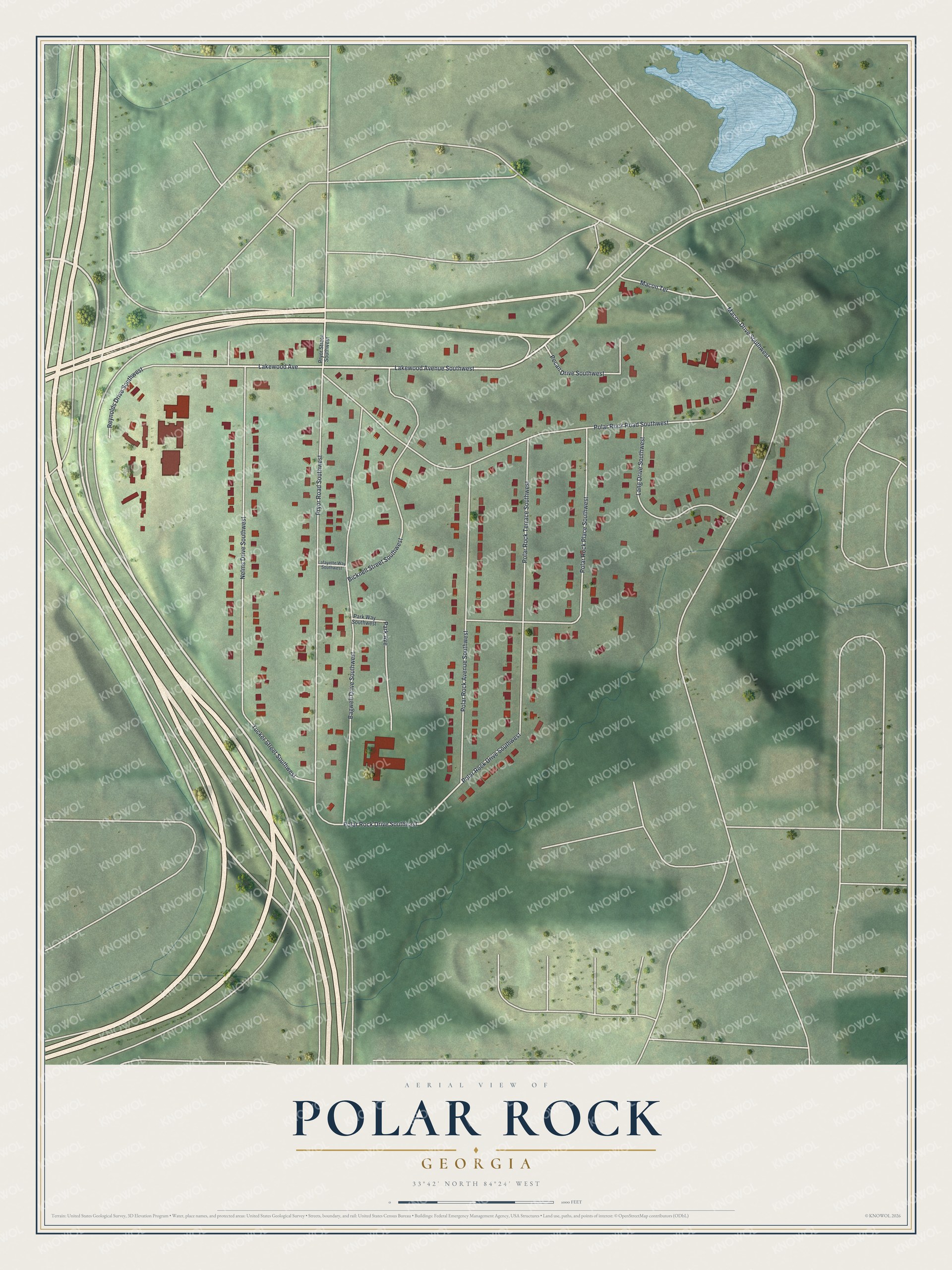 Watermarked full-map preview of Polar Rock, Georgia
