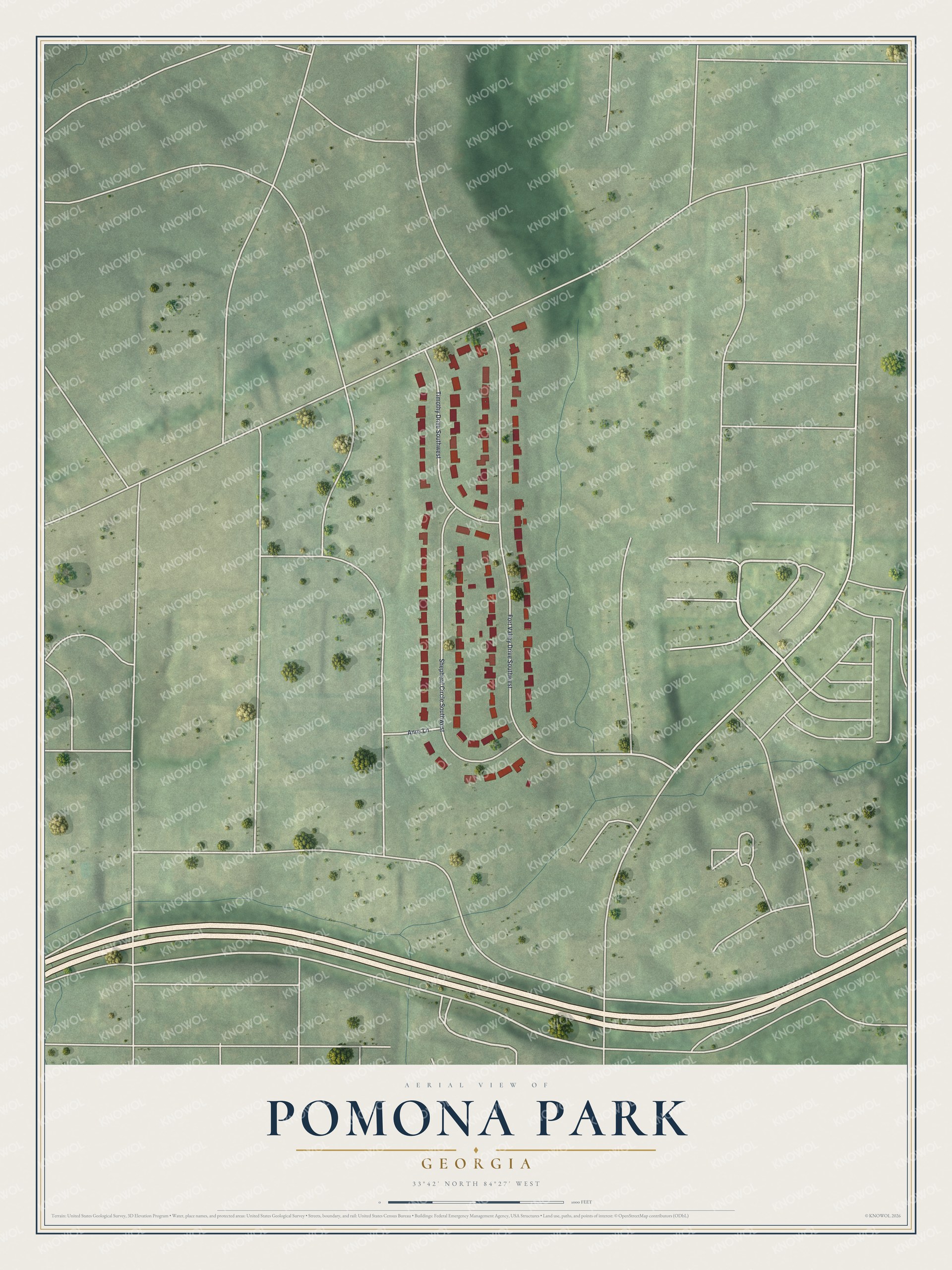 Watermarked full-map preview of Pomona Park, Georgia