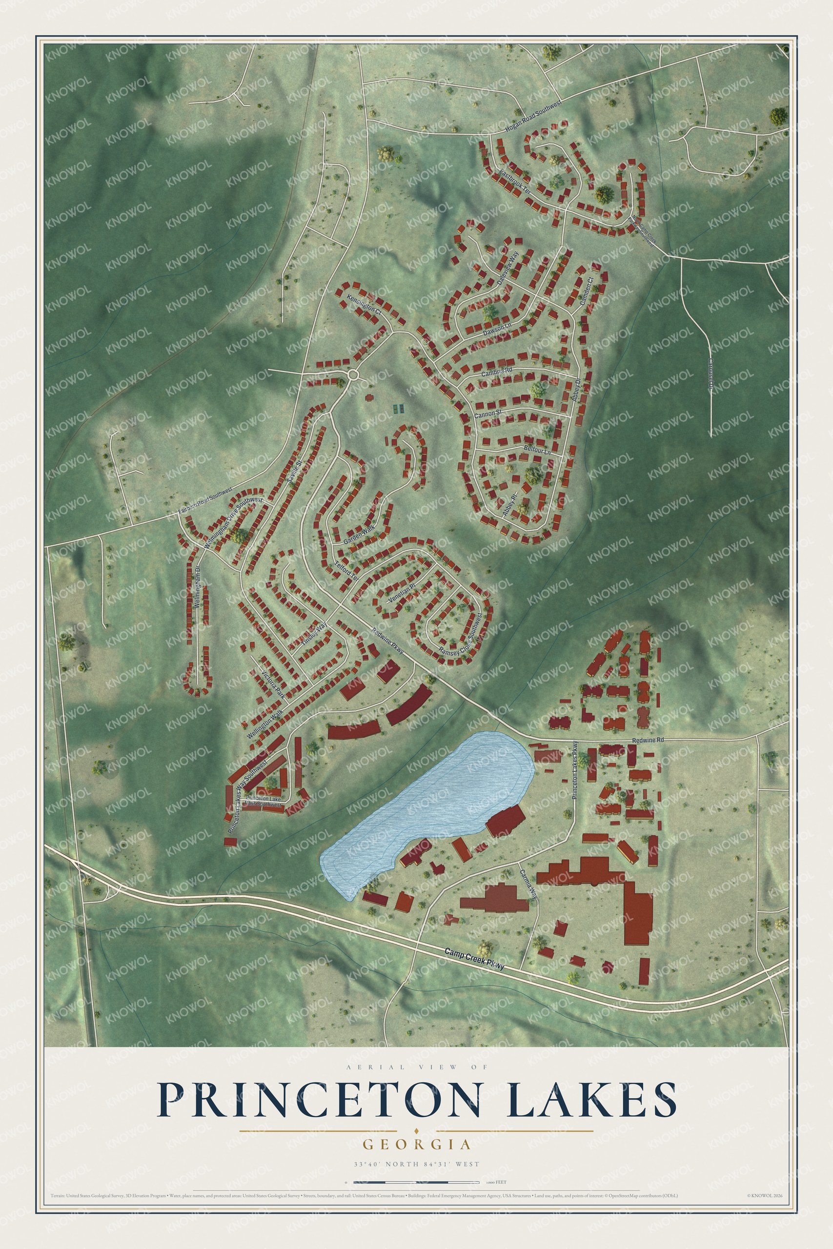 Watermarked full-map preview of Princeton Lakes, Georgia