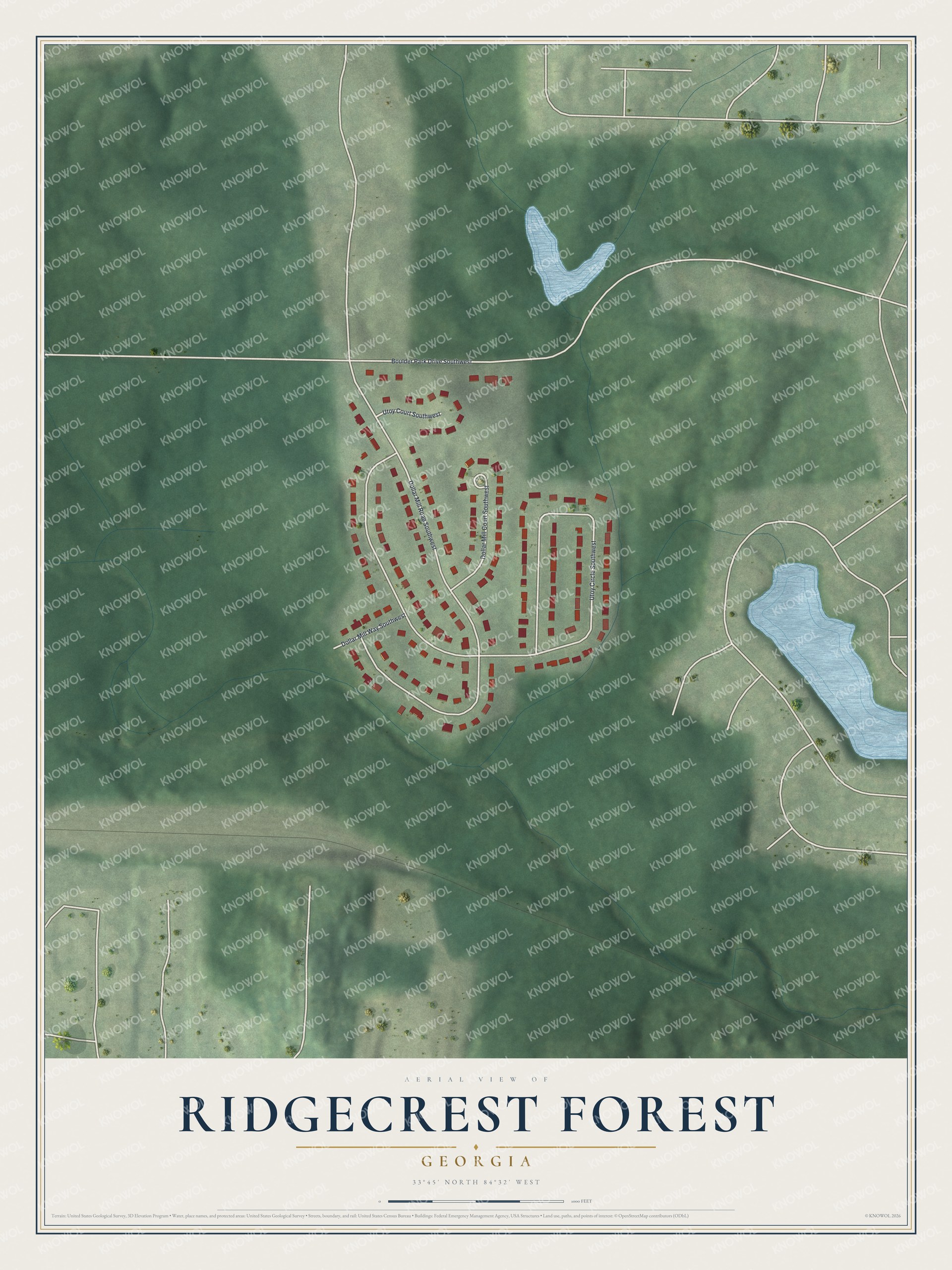 Watermarked full-map preview of Ridgecrest Forest, Georgia