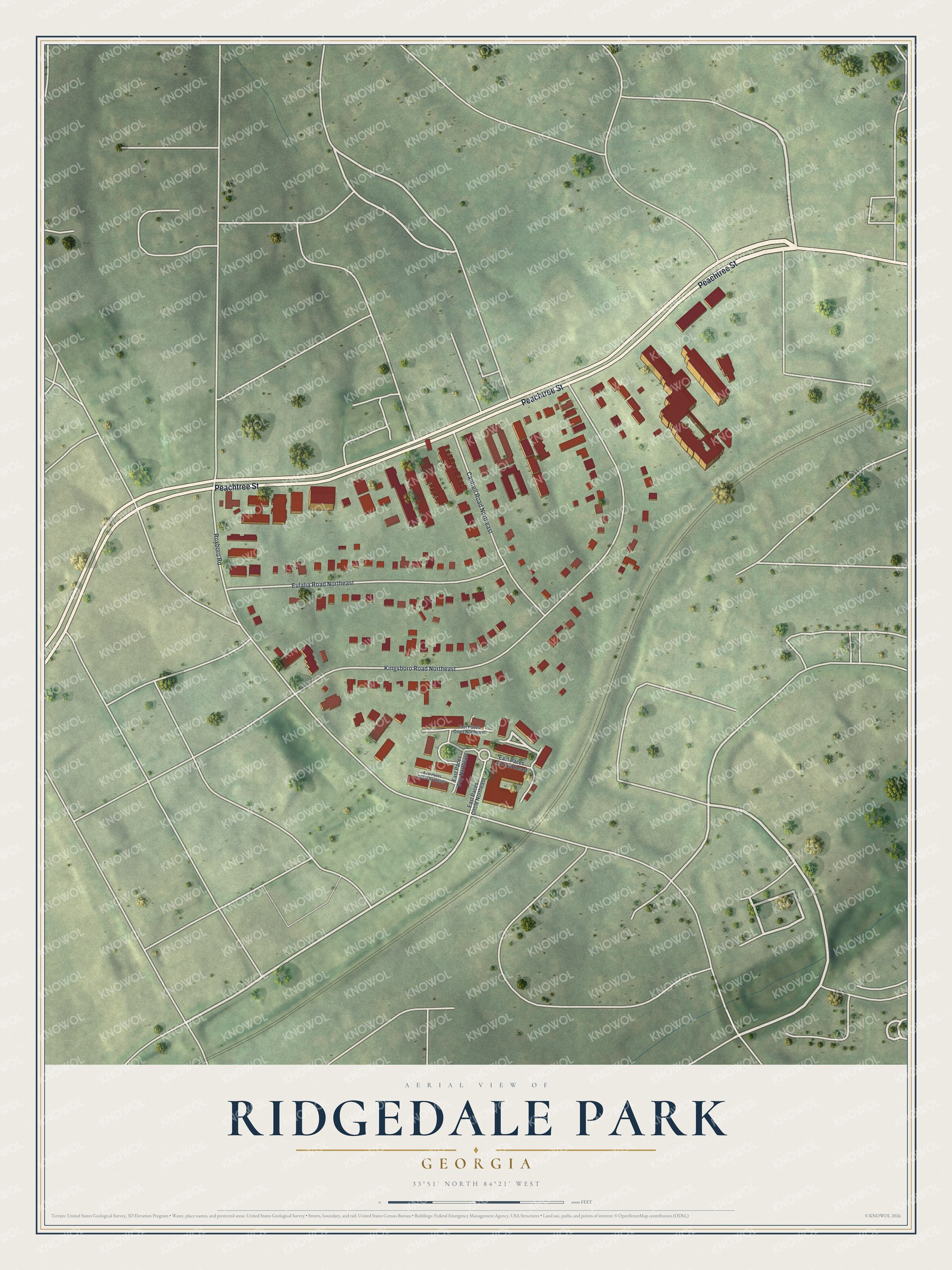 Watermarked full-map preview of Ridgedale Park, Georgia