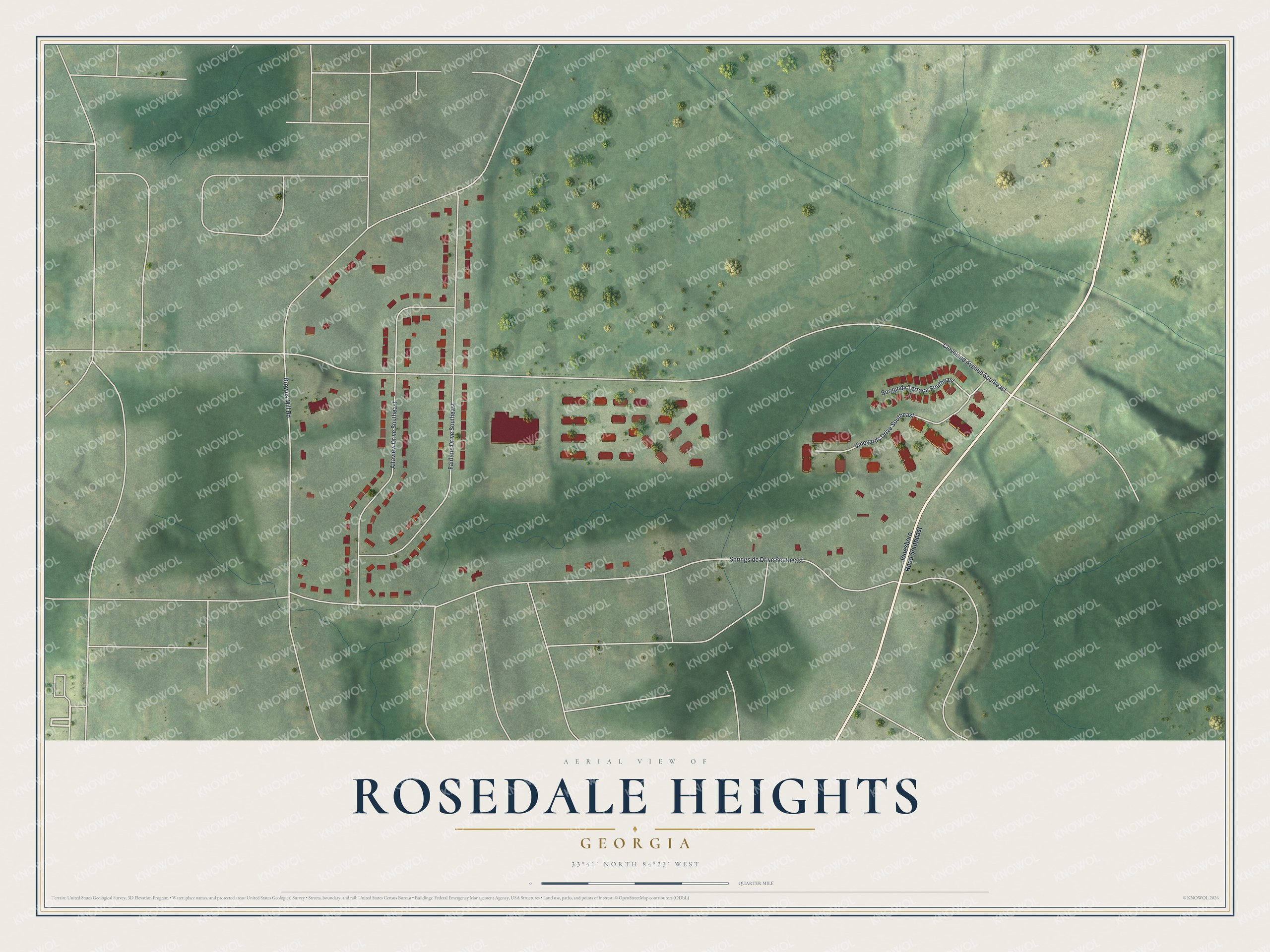 Watermarked full-map preview of Rosedale Heights, Georgia