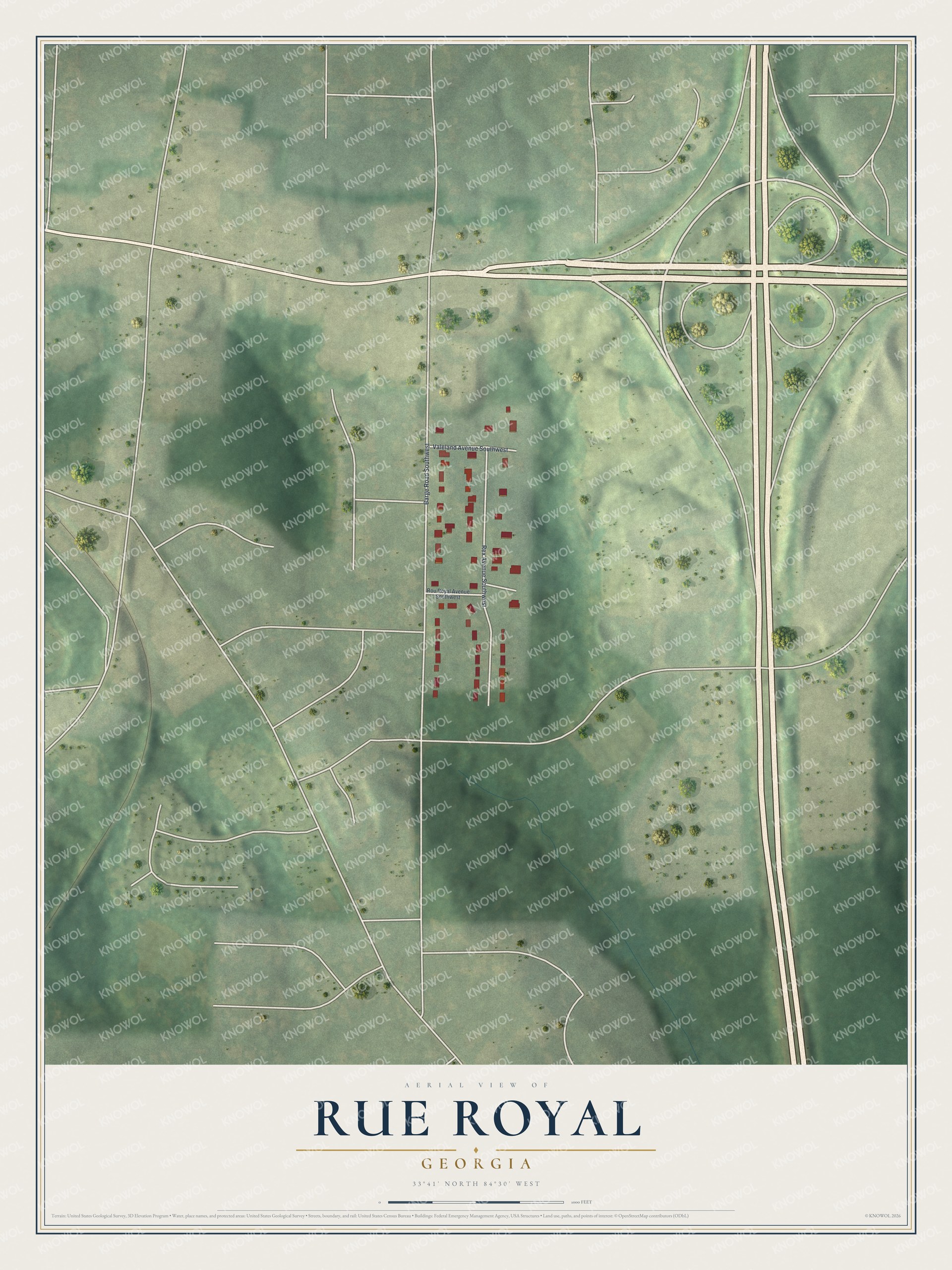 Watermarked full-map preview of Rue Royal, Georgia