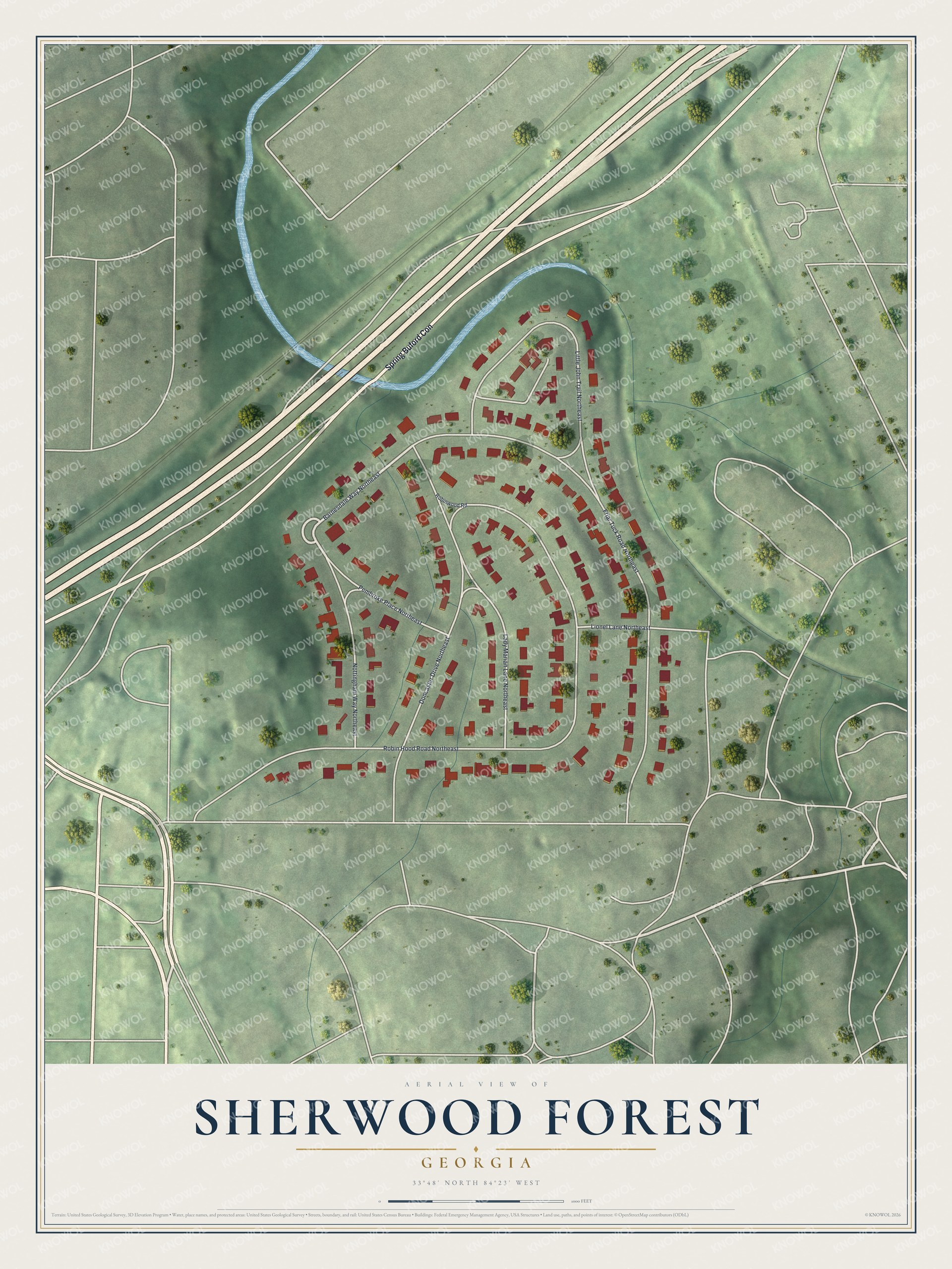 Watermarked full-map preview of Sherwood Forest, Georgia