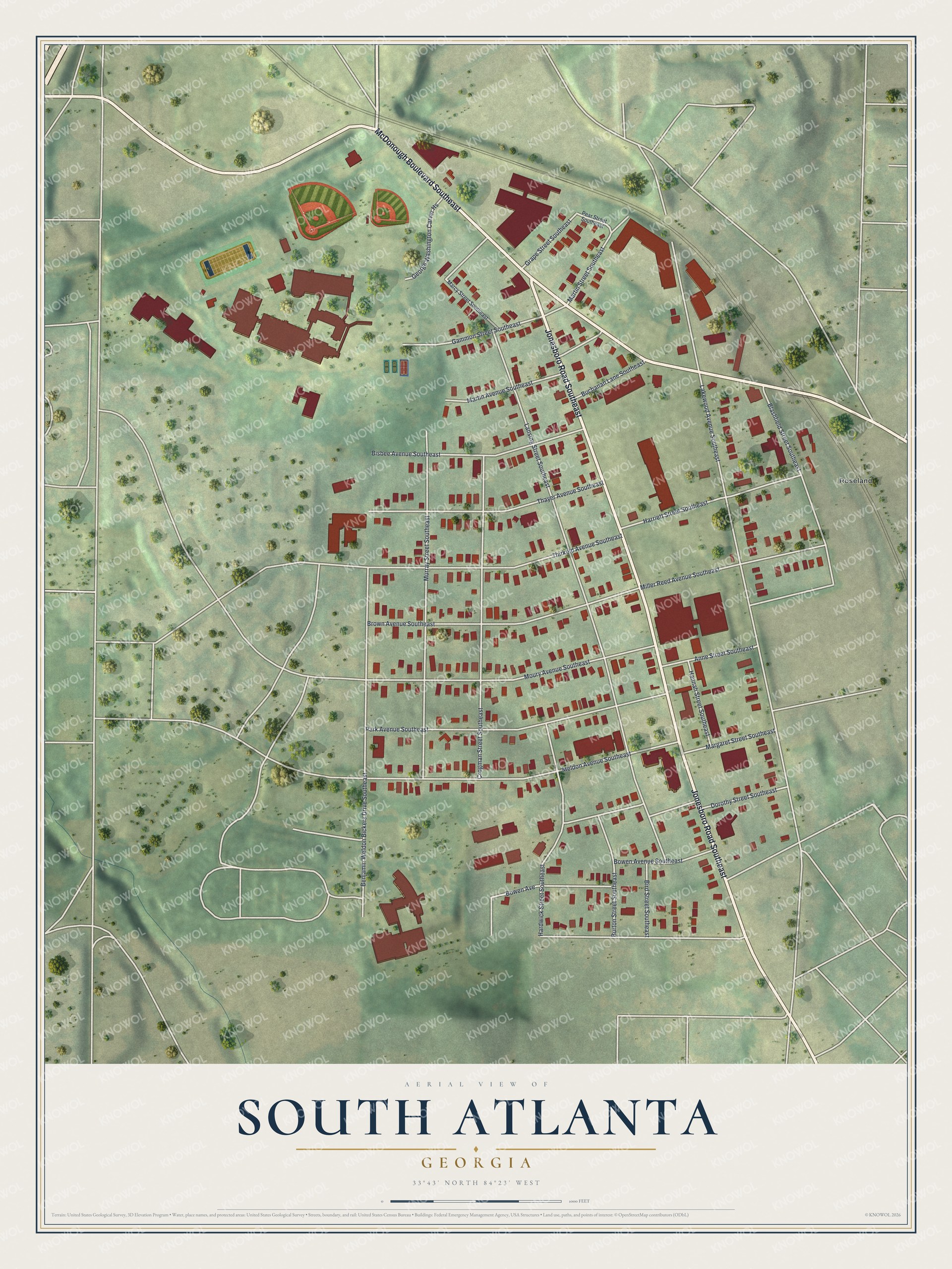 Watermarked full-map preview of South Atlanta, Georgia