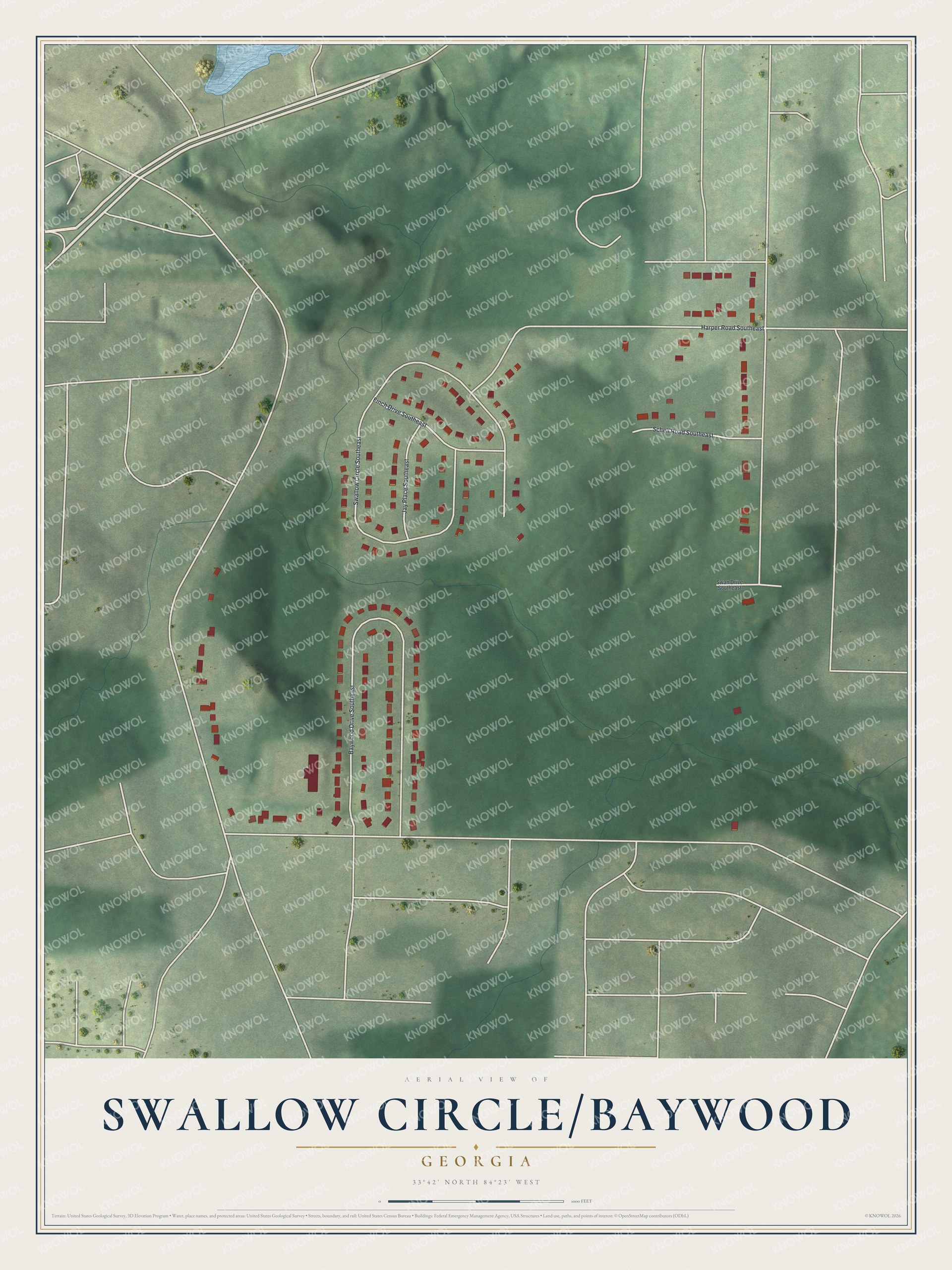 Watermarked full-map preview of Swallow Circle-Baywood, Georgia