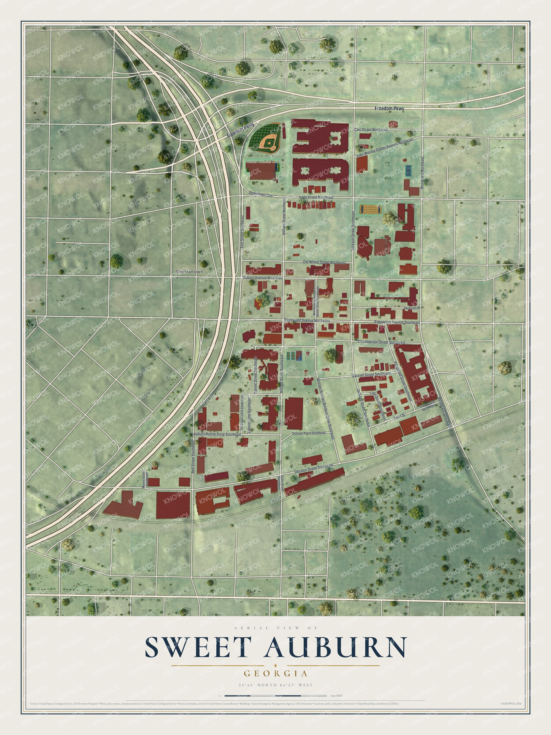 Watermarked full-map preview of Sweet Auburn, Georgia