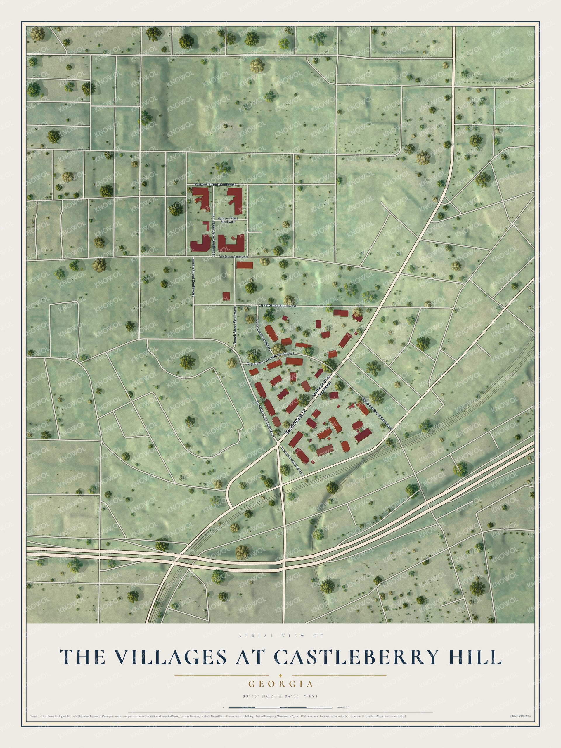 Watermarked full-map preview of The Villages at Castleberry Hill, Georgia