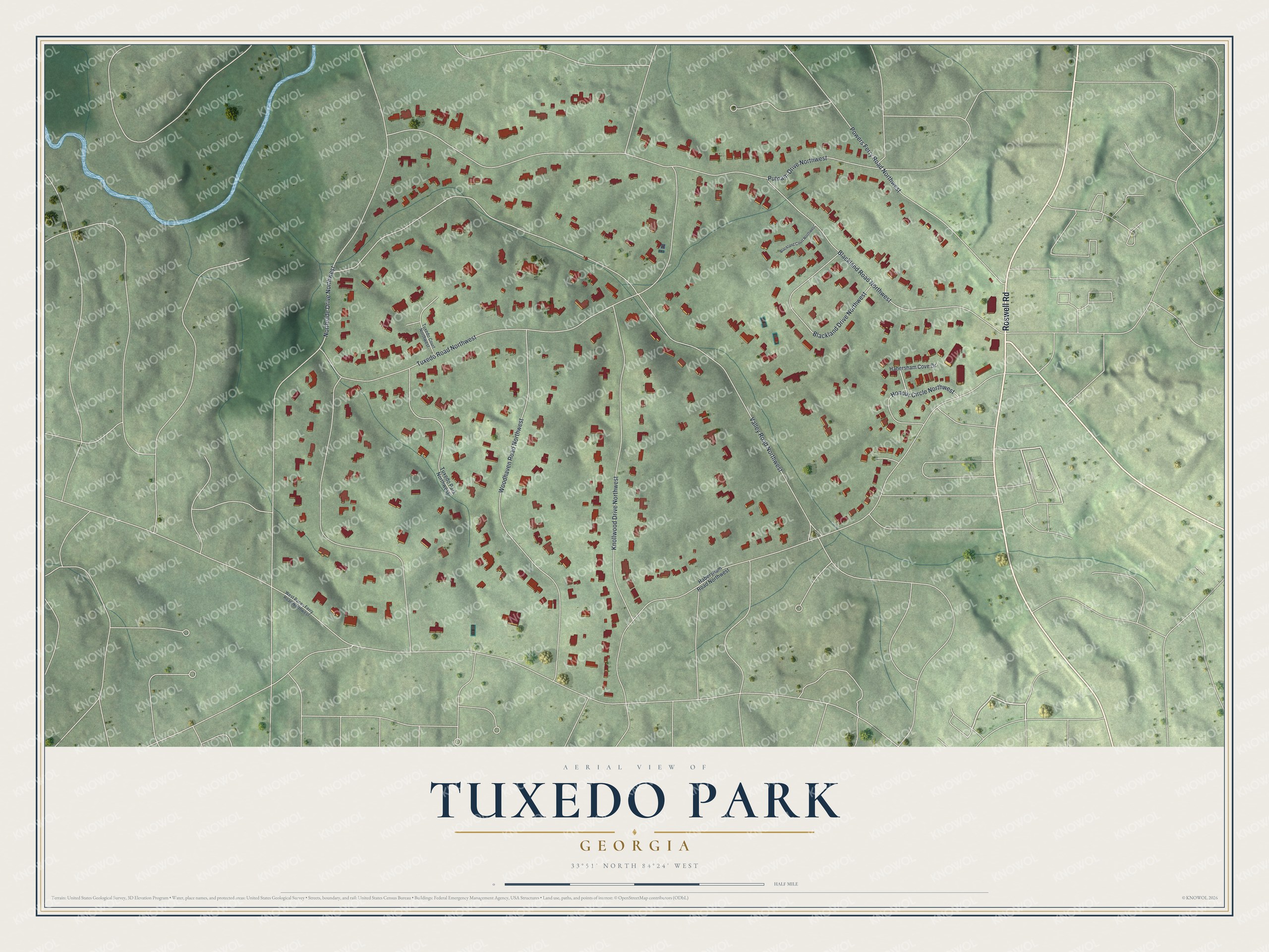 Watermarked full-map preview of Tuxedo Park, Georgia
