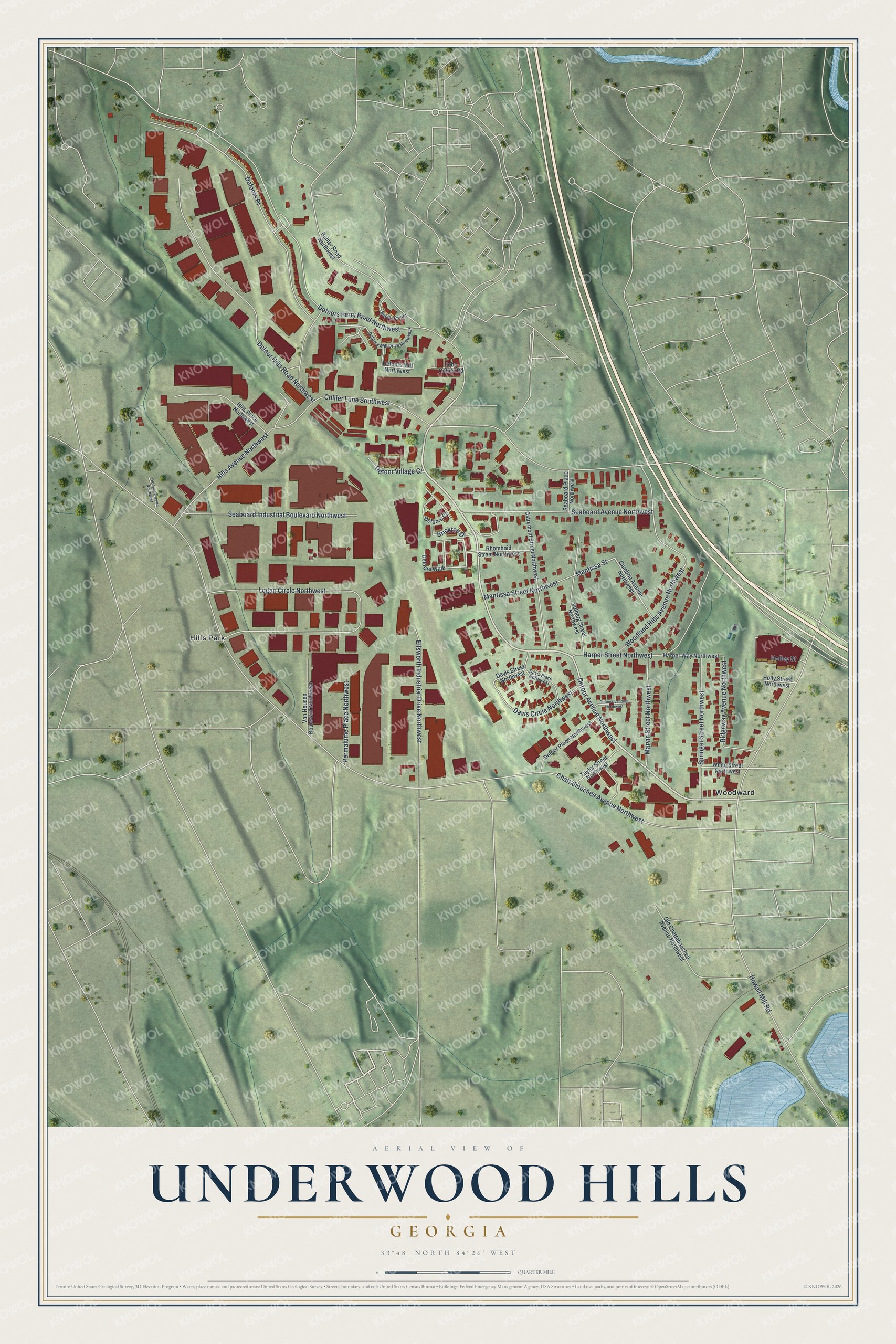 Watermarked full-map preview of Underwood Hills, Georgia