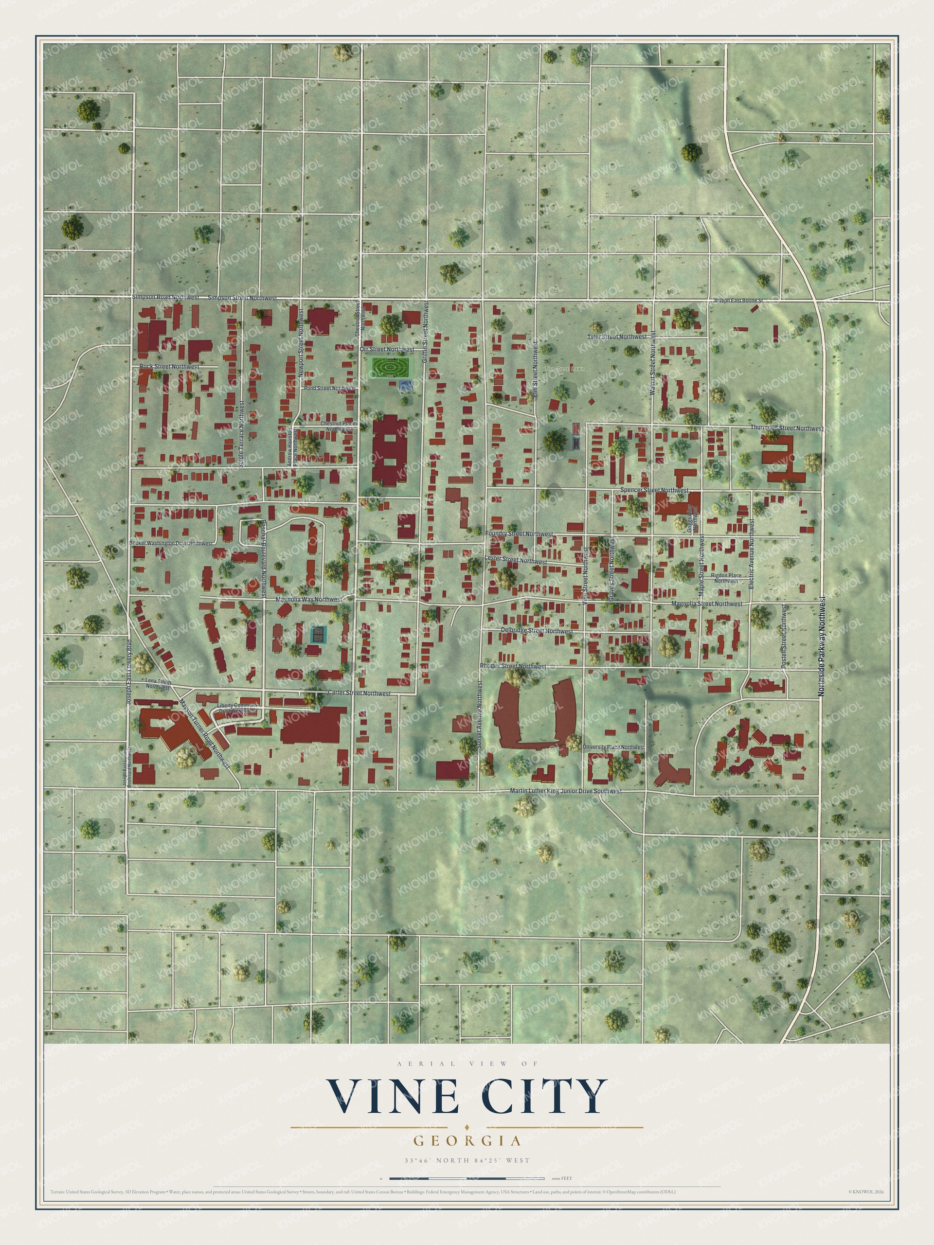 Watermarked full-map preview of Vine City, Georgia