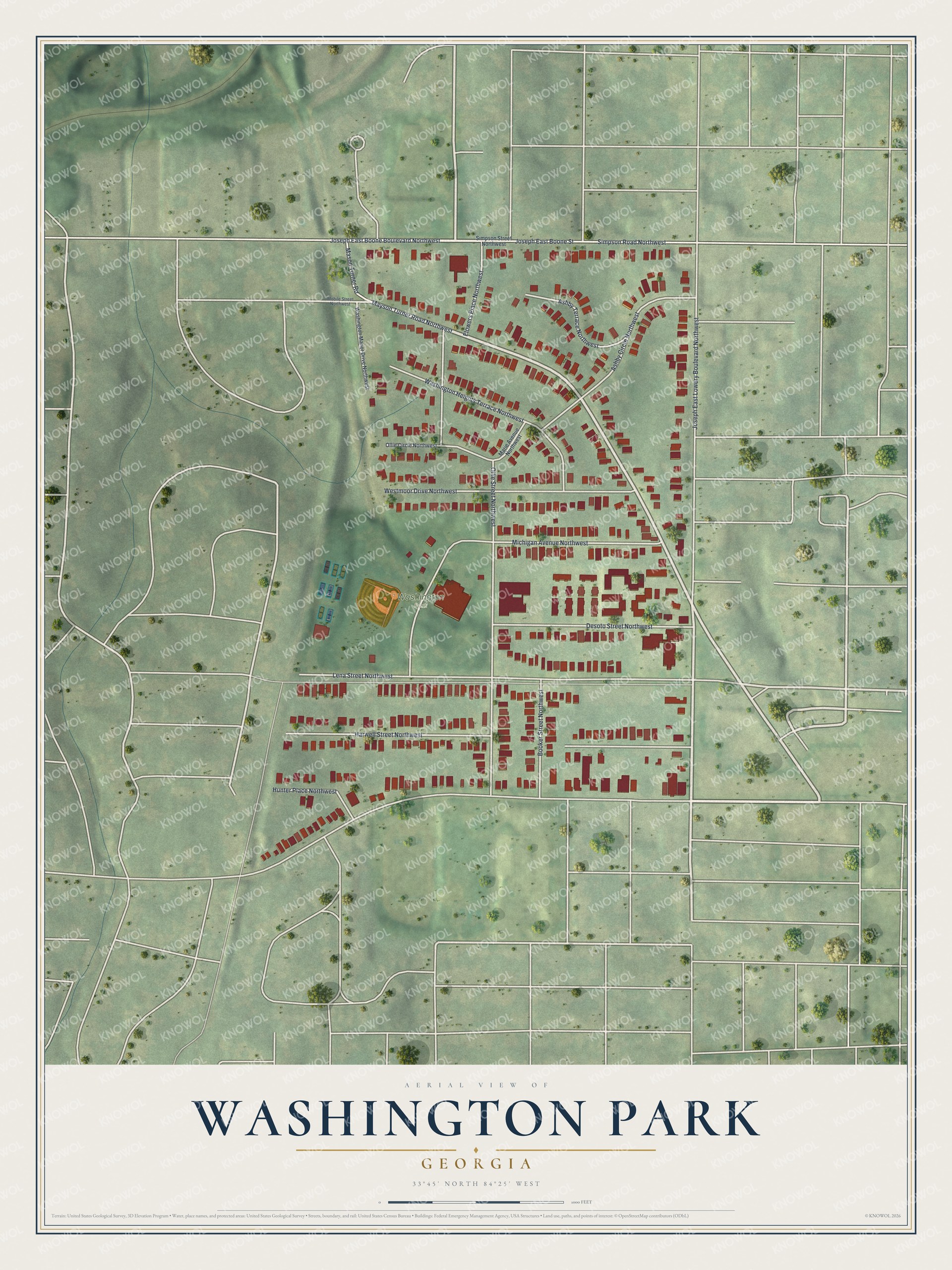 Watermarked full-map preview of Washington Park, Georgia