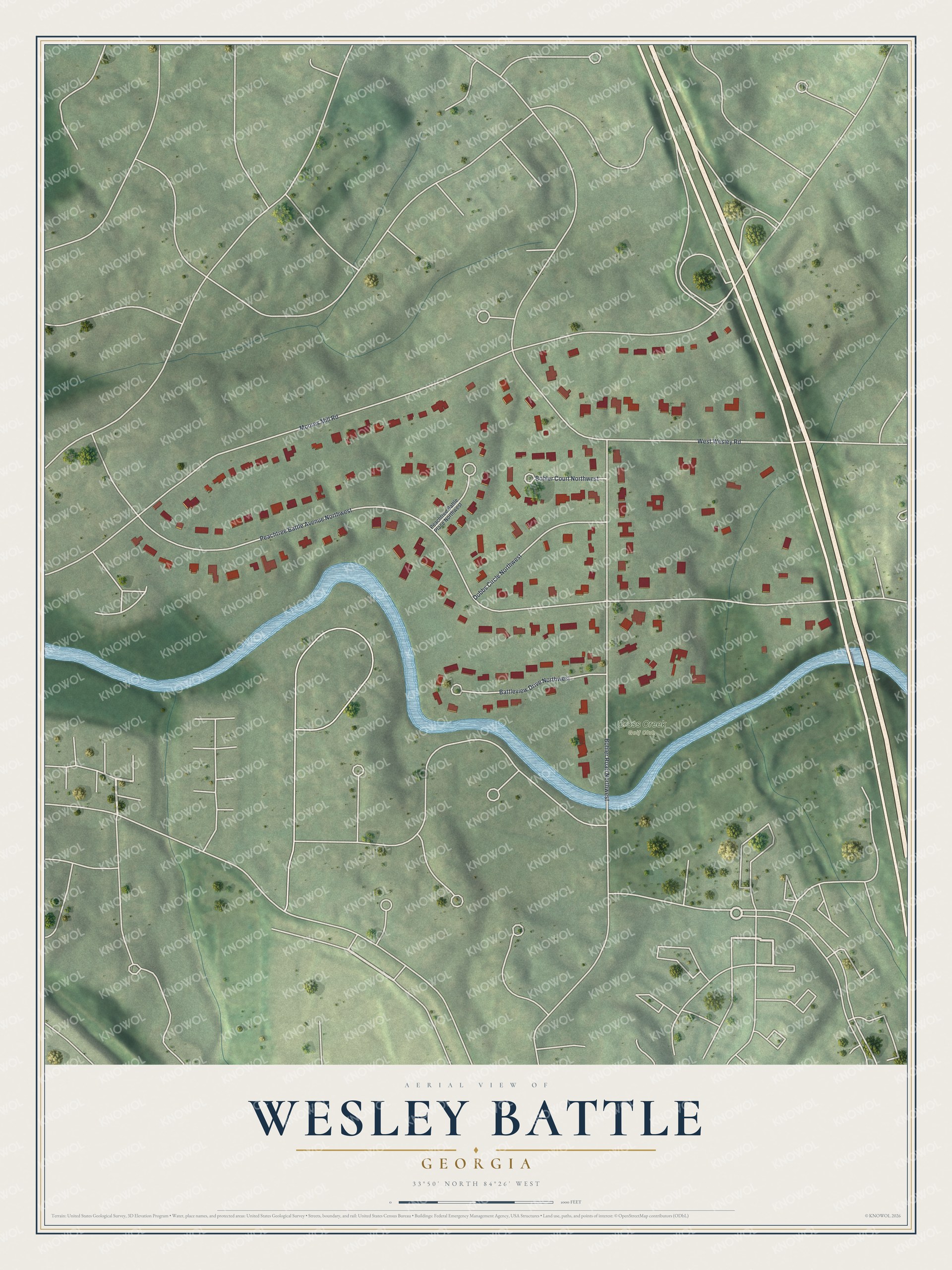 Watermarked full-map preview of Wesley Battle, Georgia