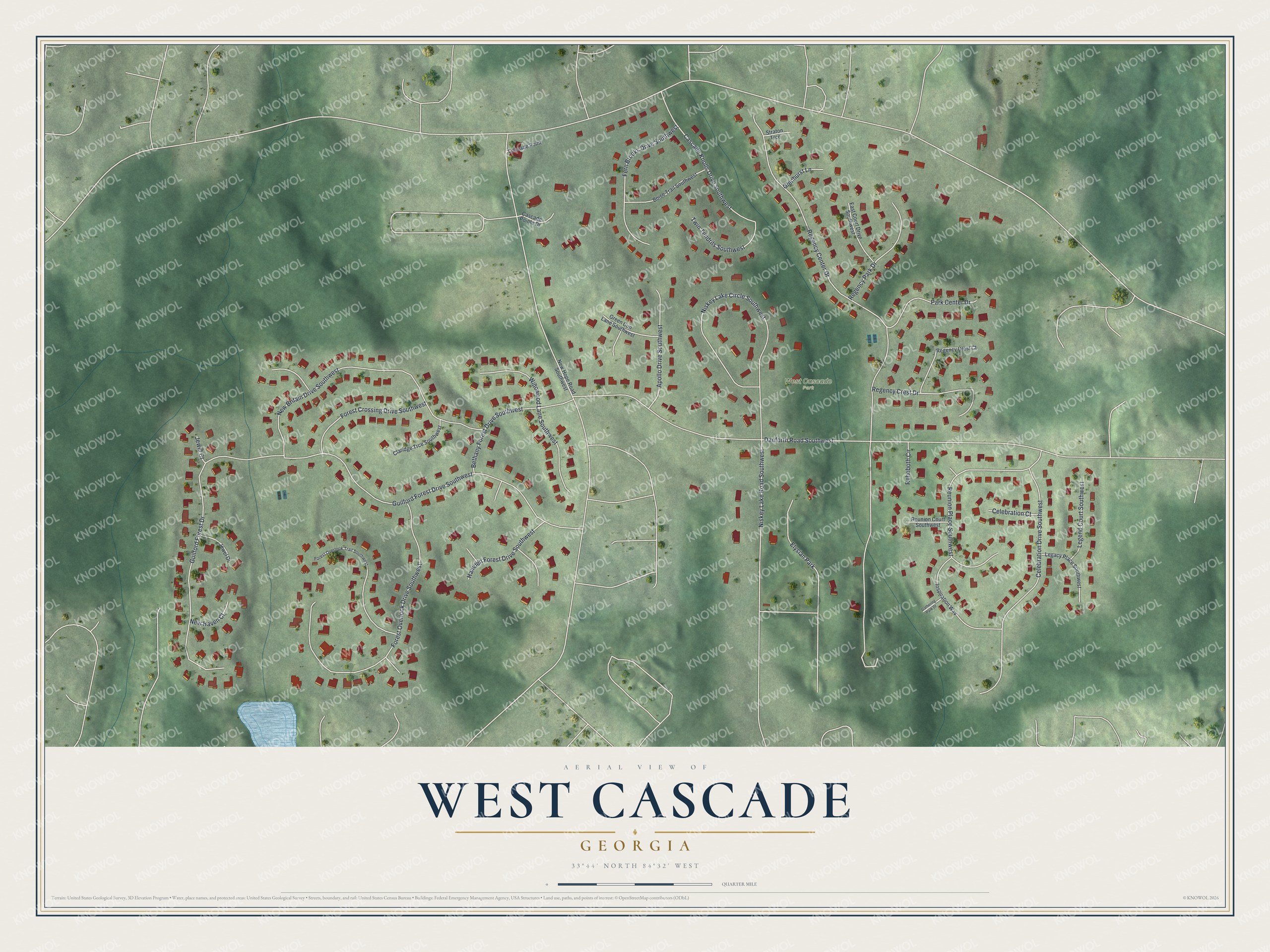 Watermarked full-map preview of West Cascade, Georgia