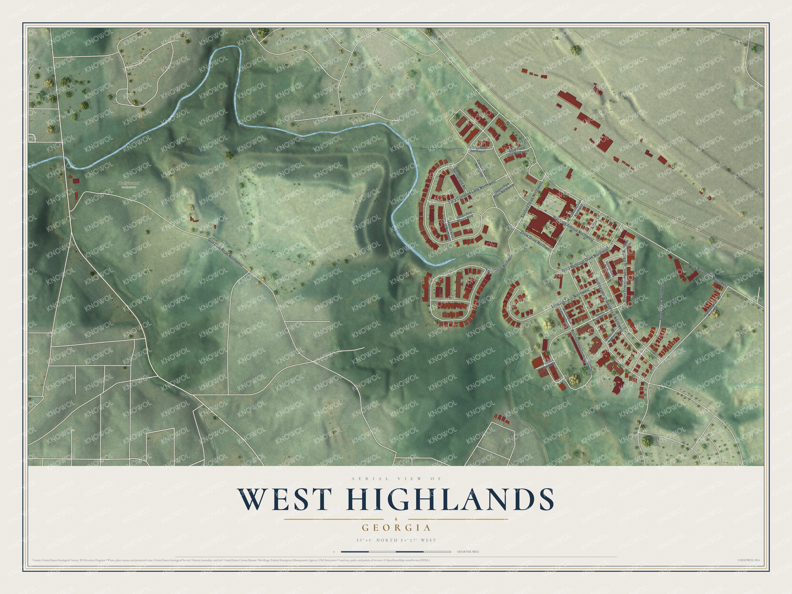 Watermarked full-map preview of West Highlands, Georgia