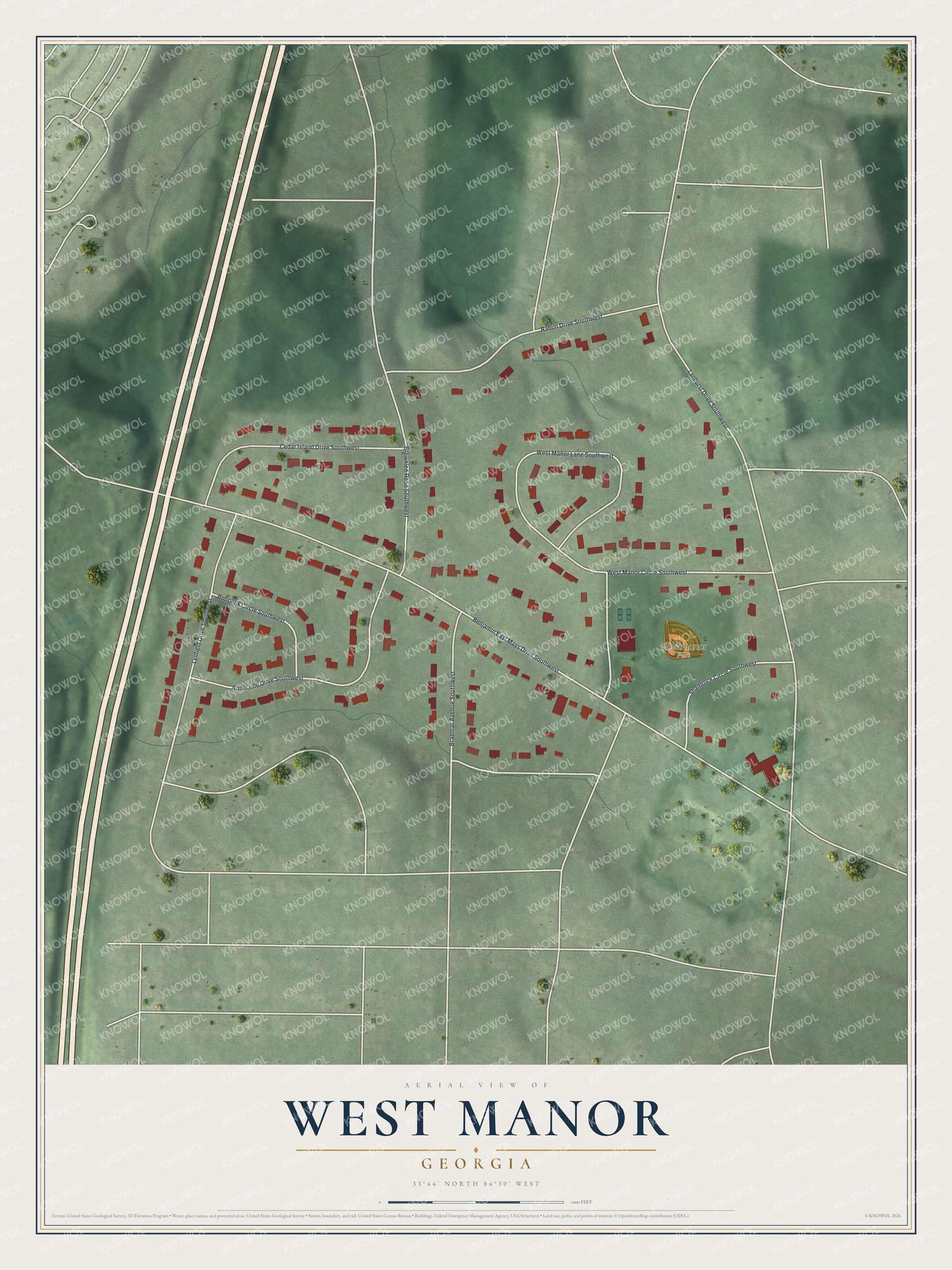 Watermarked full-map preview of West Manor, Georgia