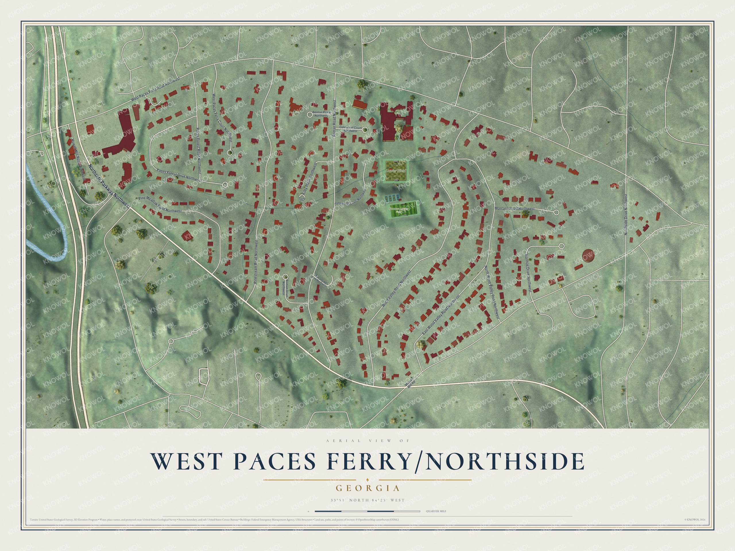 Watermarked full-map preview of West Paces Ferry-Northside, Georgia