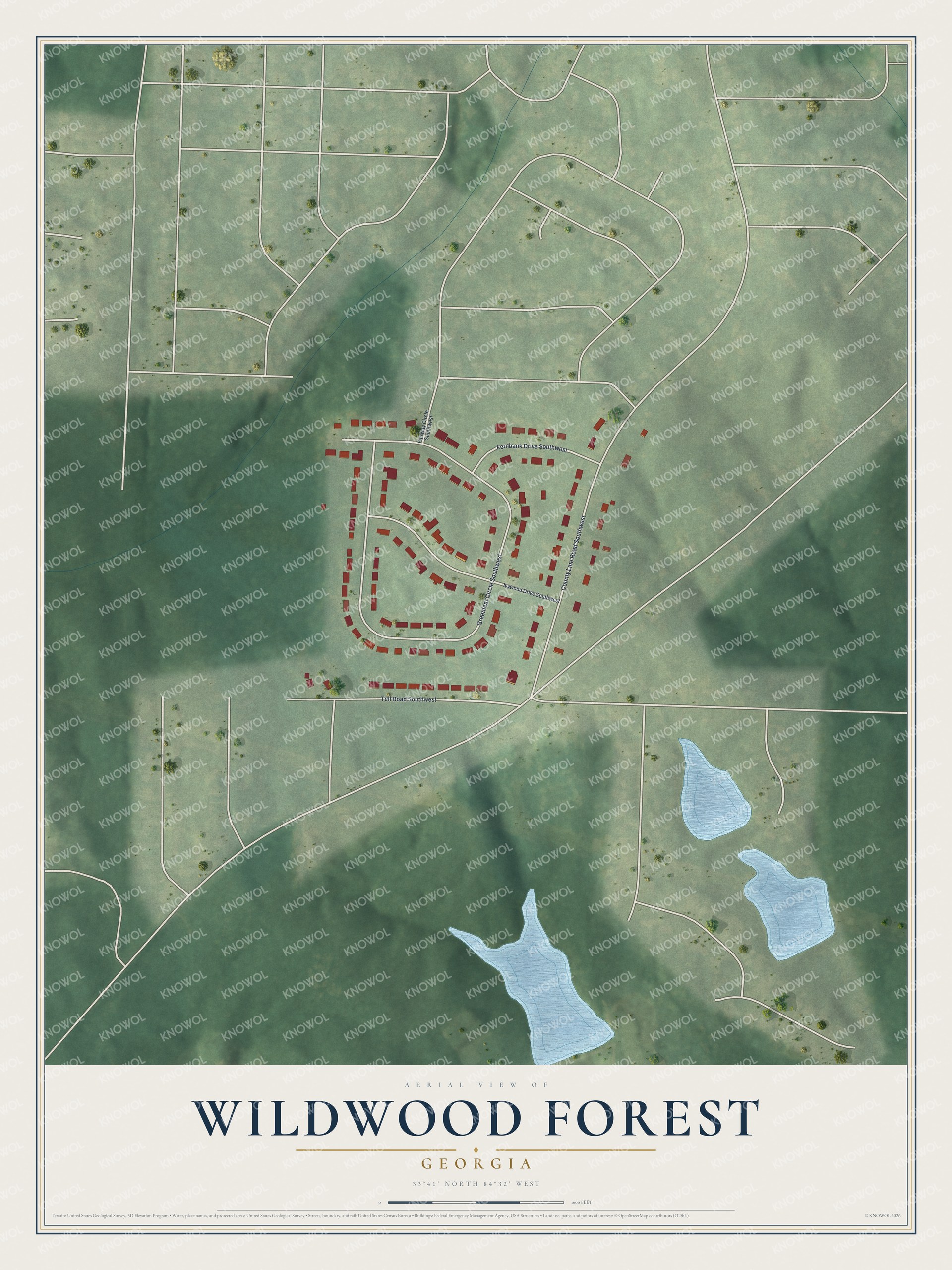 Watermarked full-map preview of Wildwood Forest, Georgia
