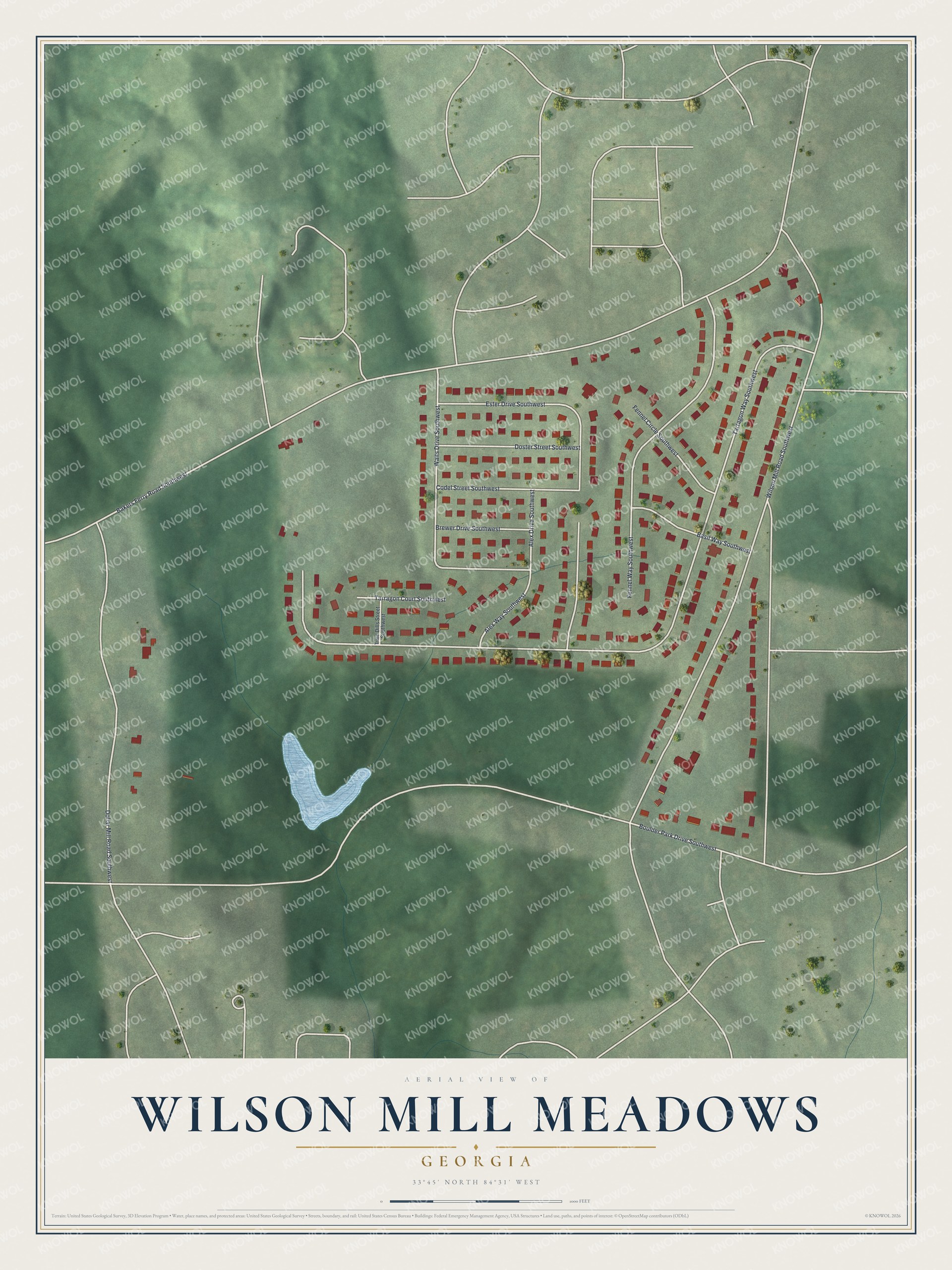 Watermarked full-map preview of Wilson Mill Meadows, Georgia