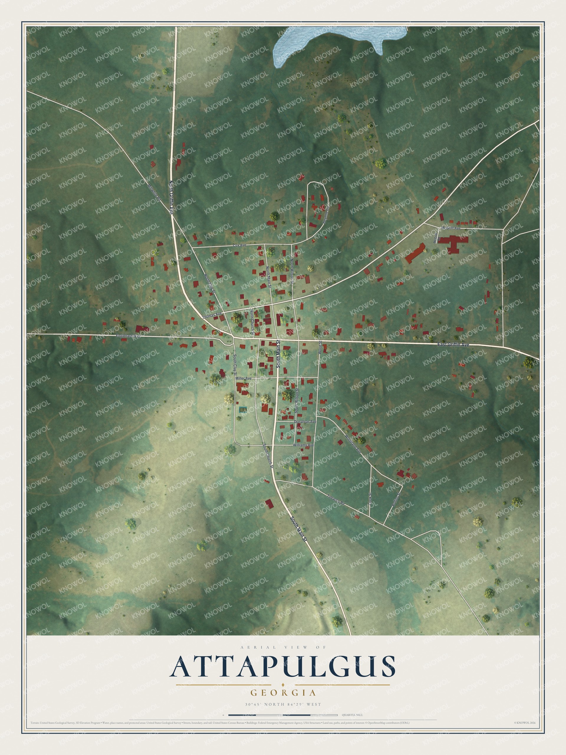 Watermarked full-map preview of Attapulgus, Georgia