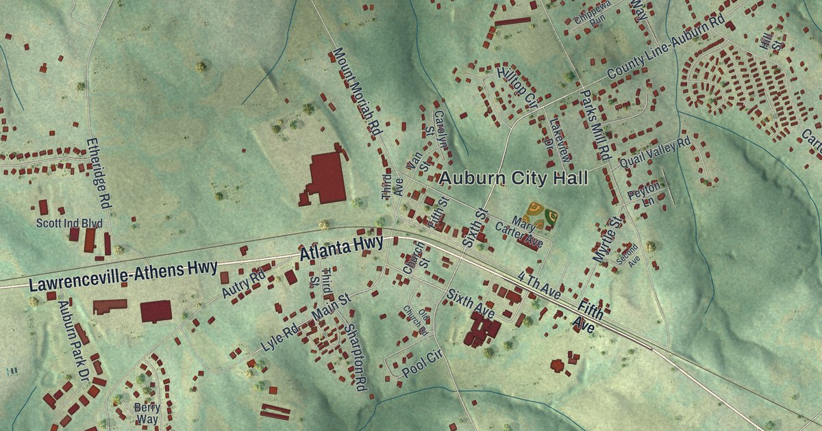 Map of Auburn, Georgia