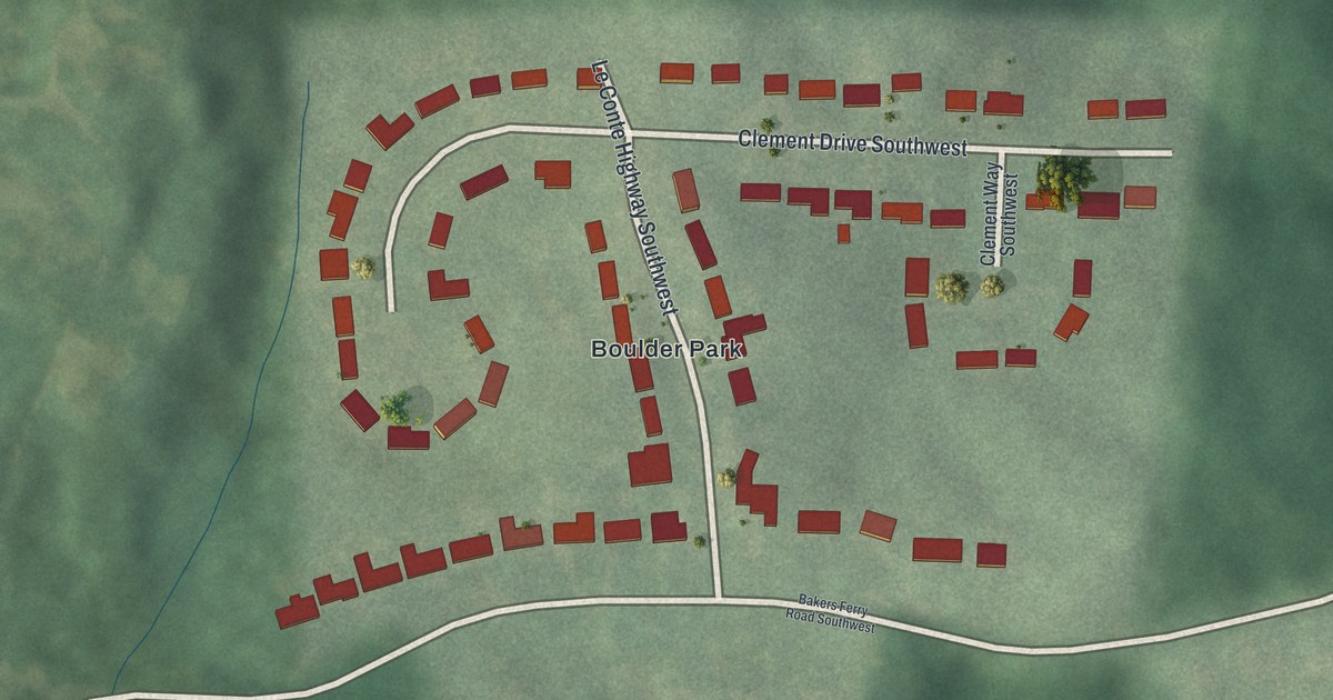 Map of Bakers Ferry, Georgia