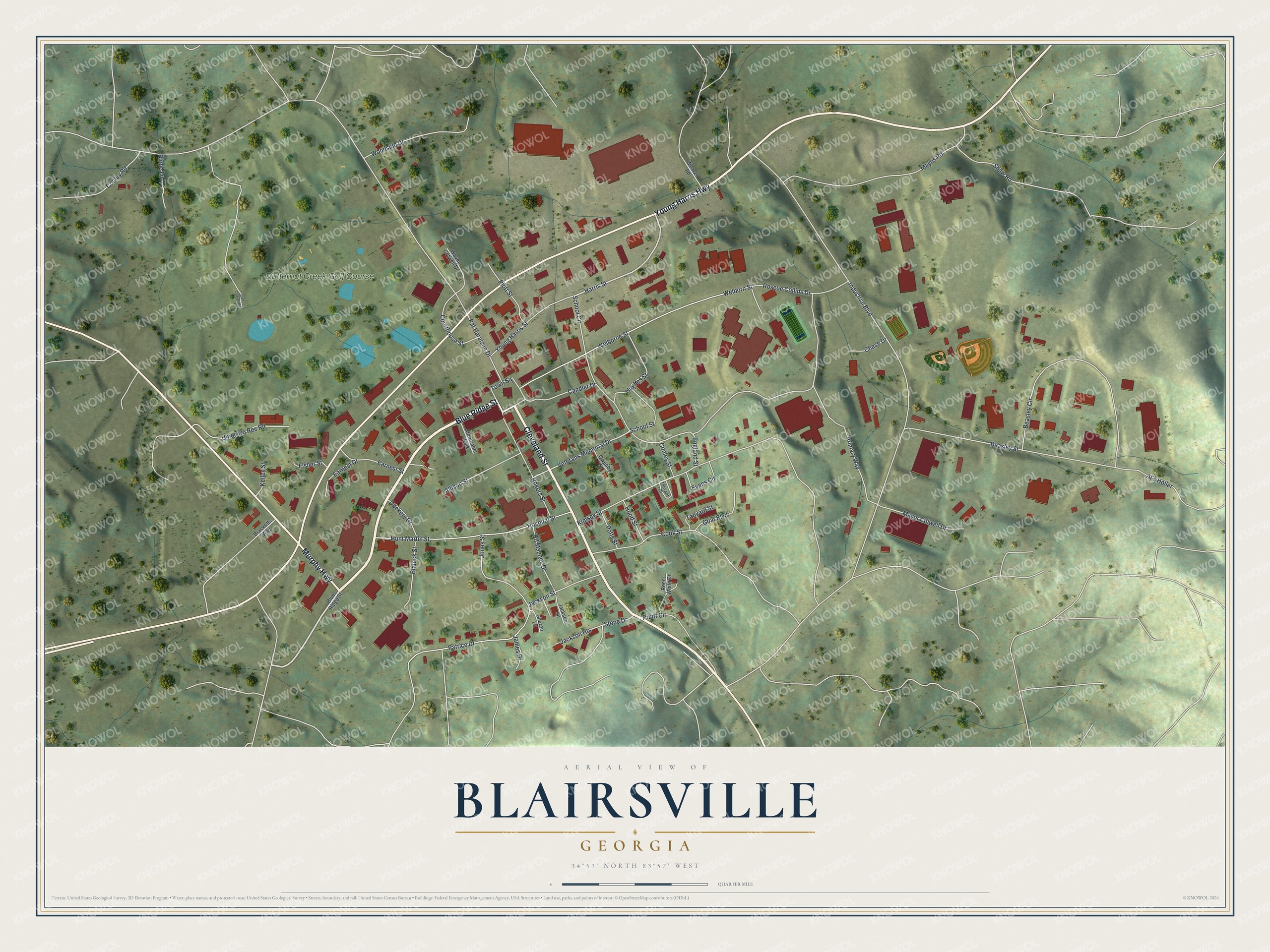 Watermarked full-map preview of Blairsville, Georgia
