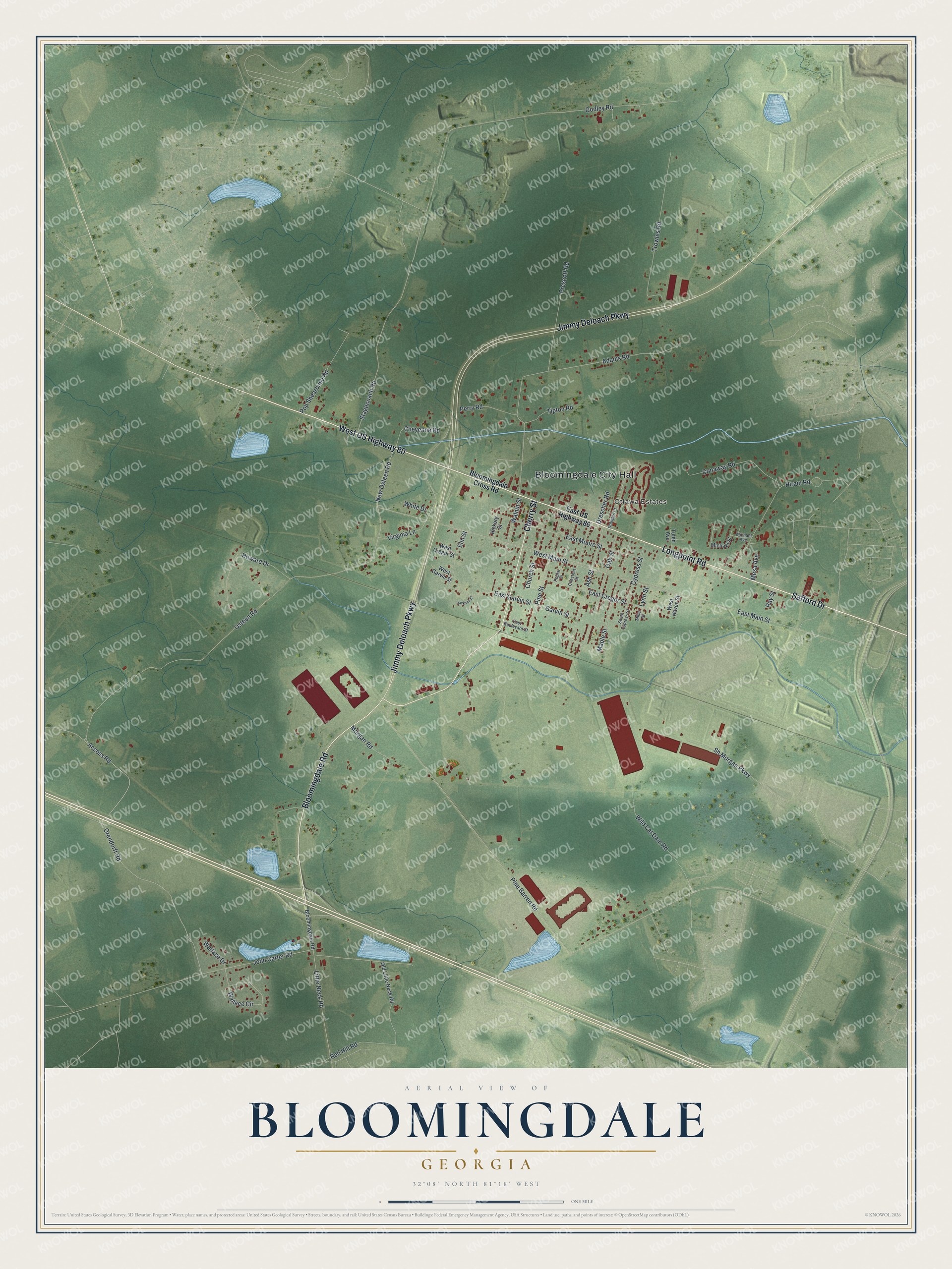 Watermarked full-map preview of Bloomingdale, Georgia