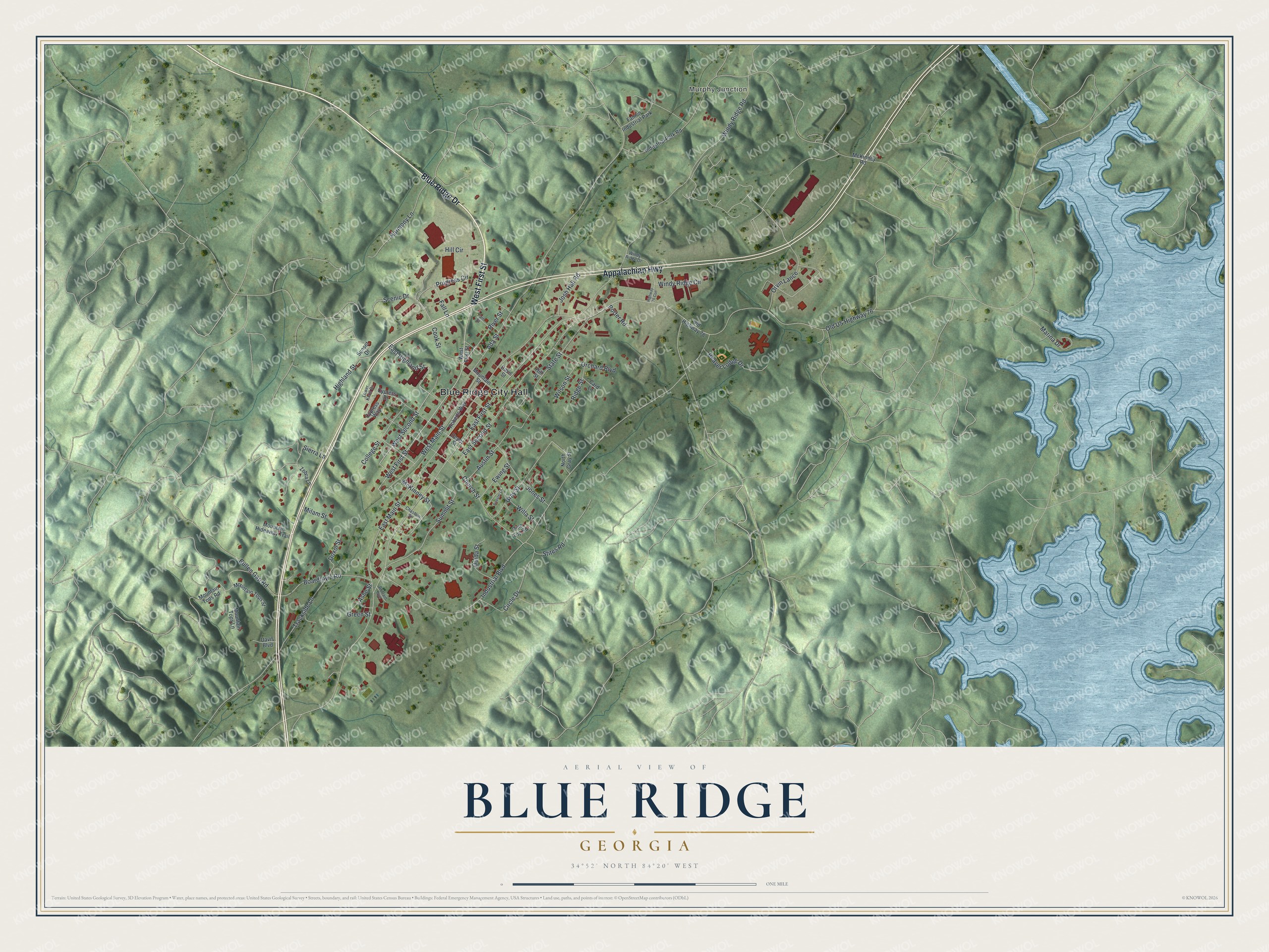 Watermarked full-map preview of Blue Ridge, Georgia