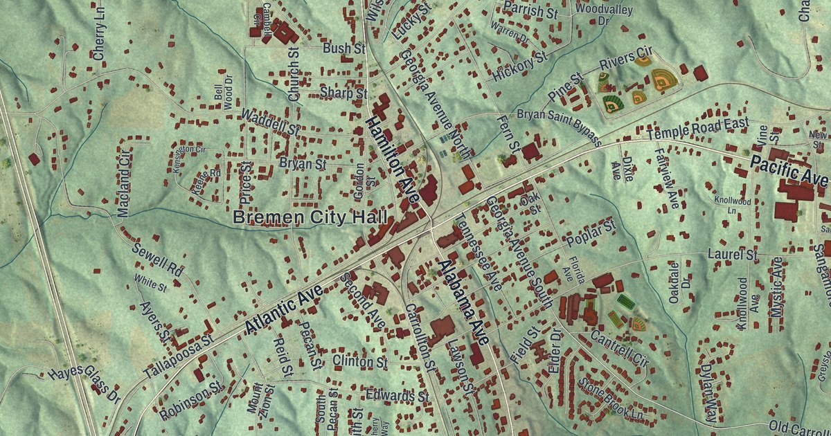 Map of Bremen, Georgia