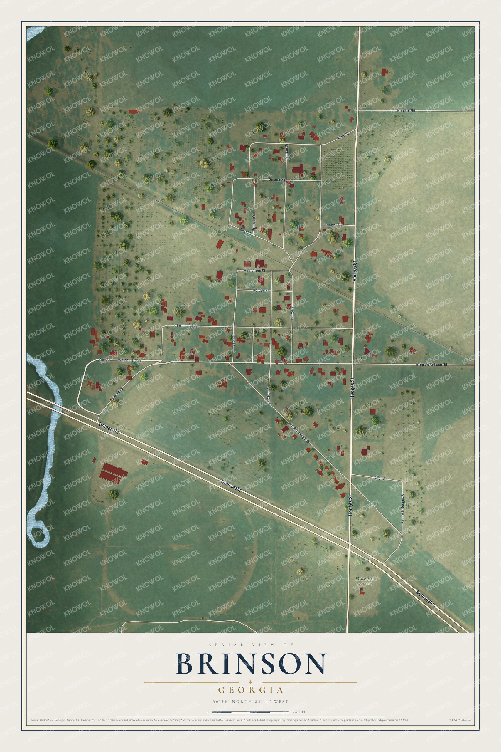 Watermarked full-map preview of Brinson, Georgia
