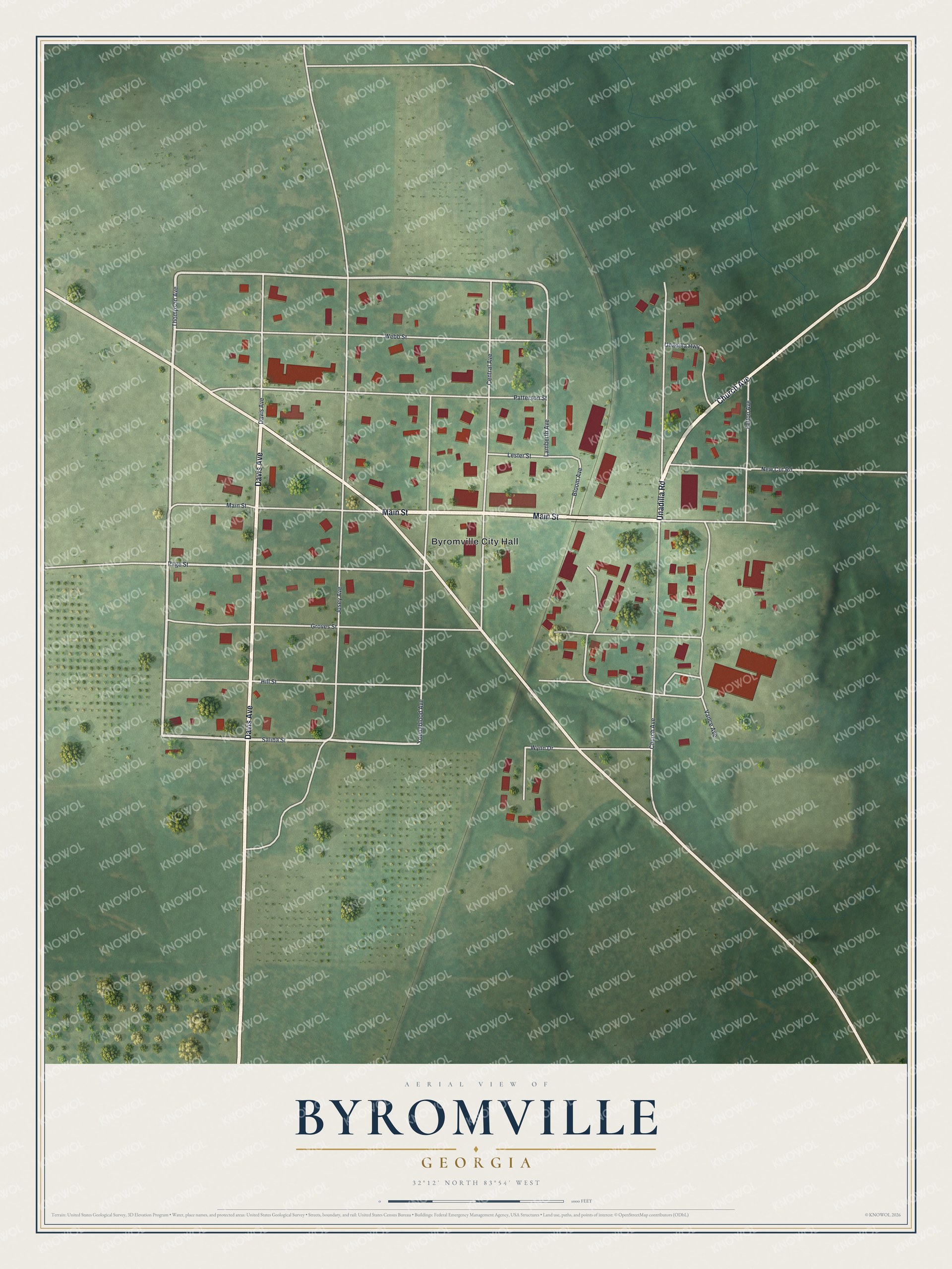 Watermarked full-map preview of Byromville, Georgia