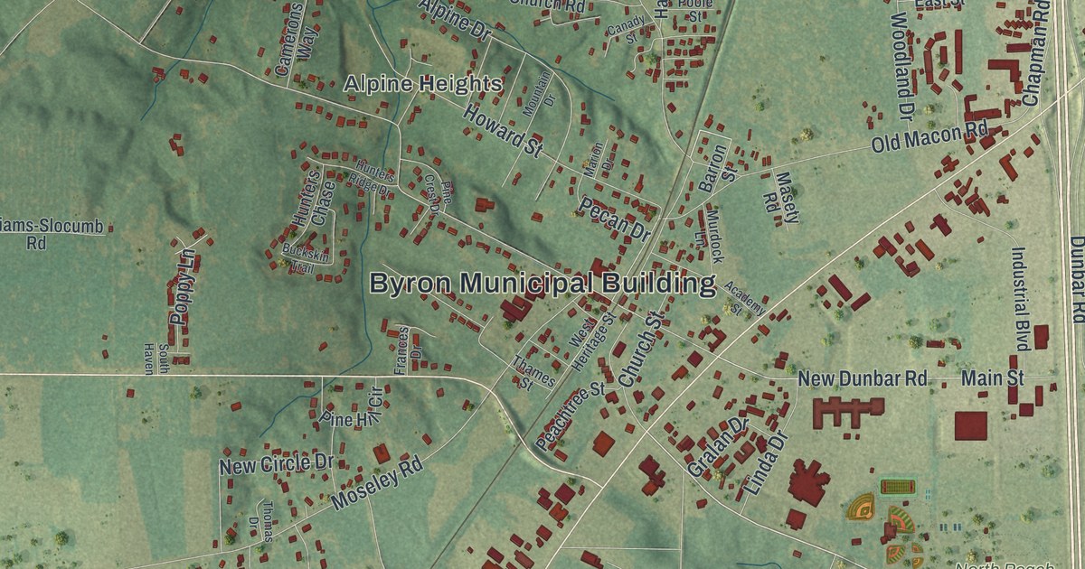Map of Byron, Georgia