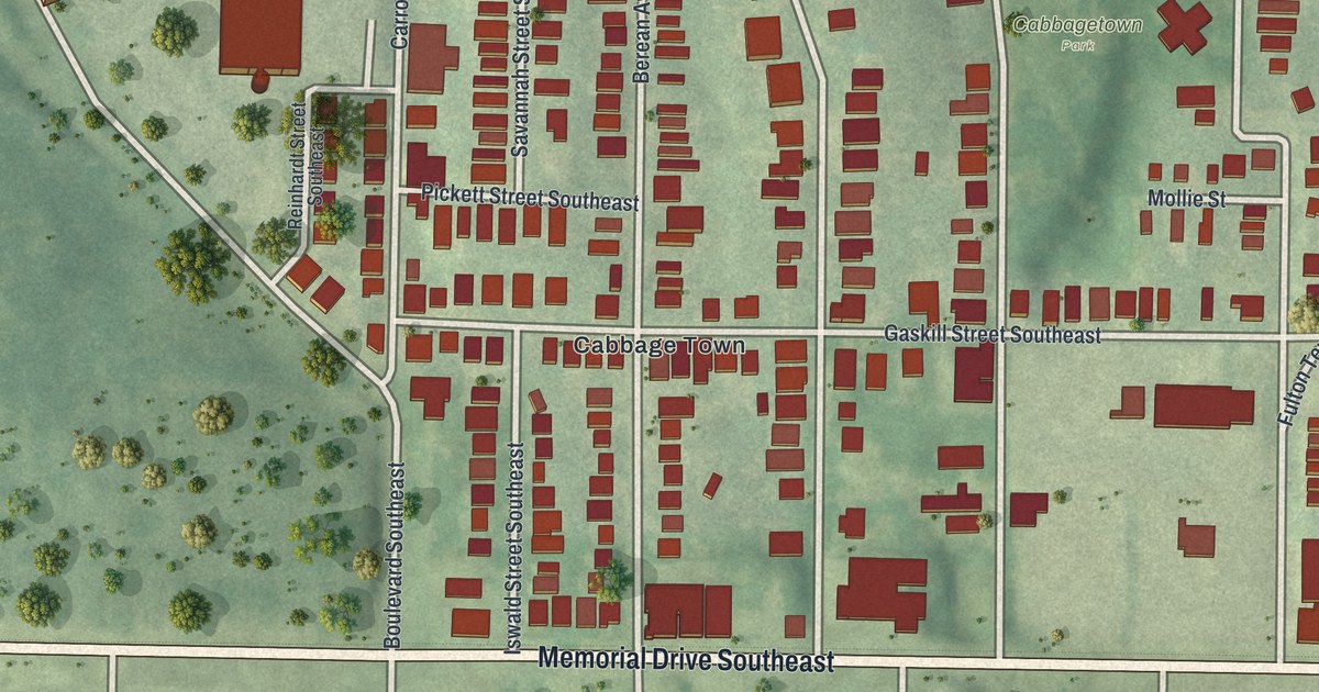 Map of Cabbagetown, Georgia