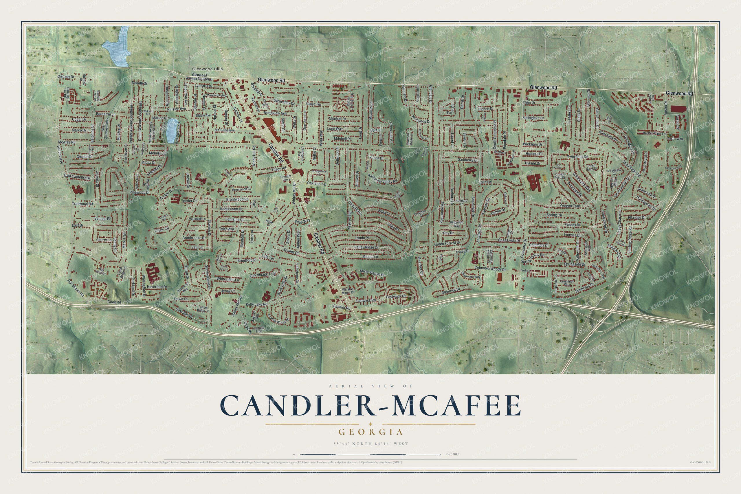 Watermarked full-map preview of Candler-McAfee, Georgia