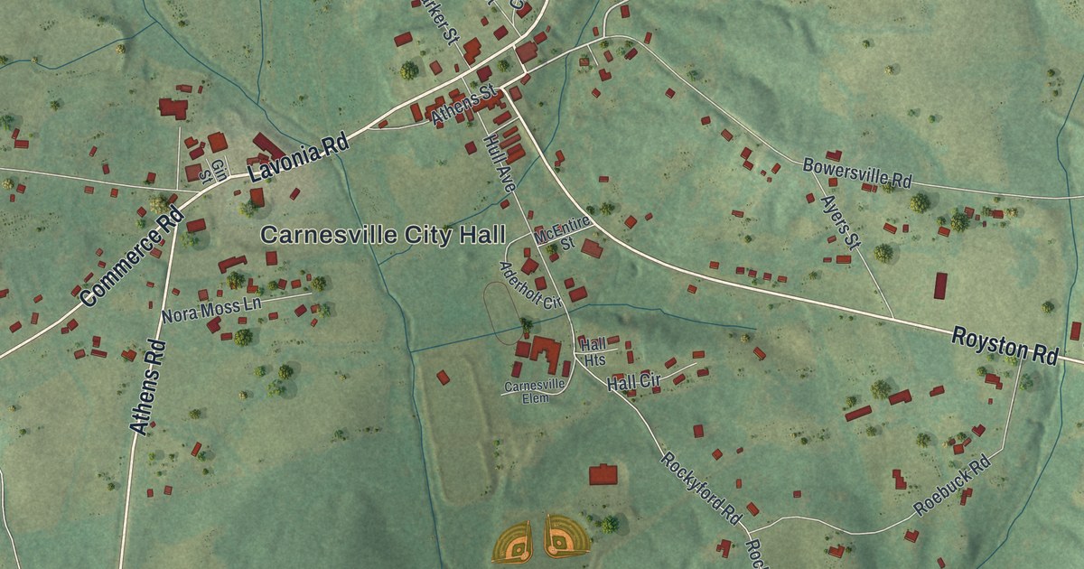 Map of Carnesville, Georgia