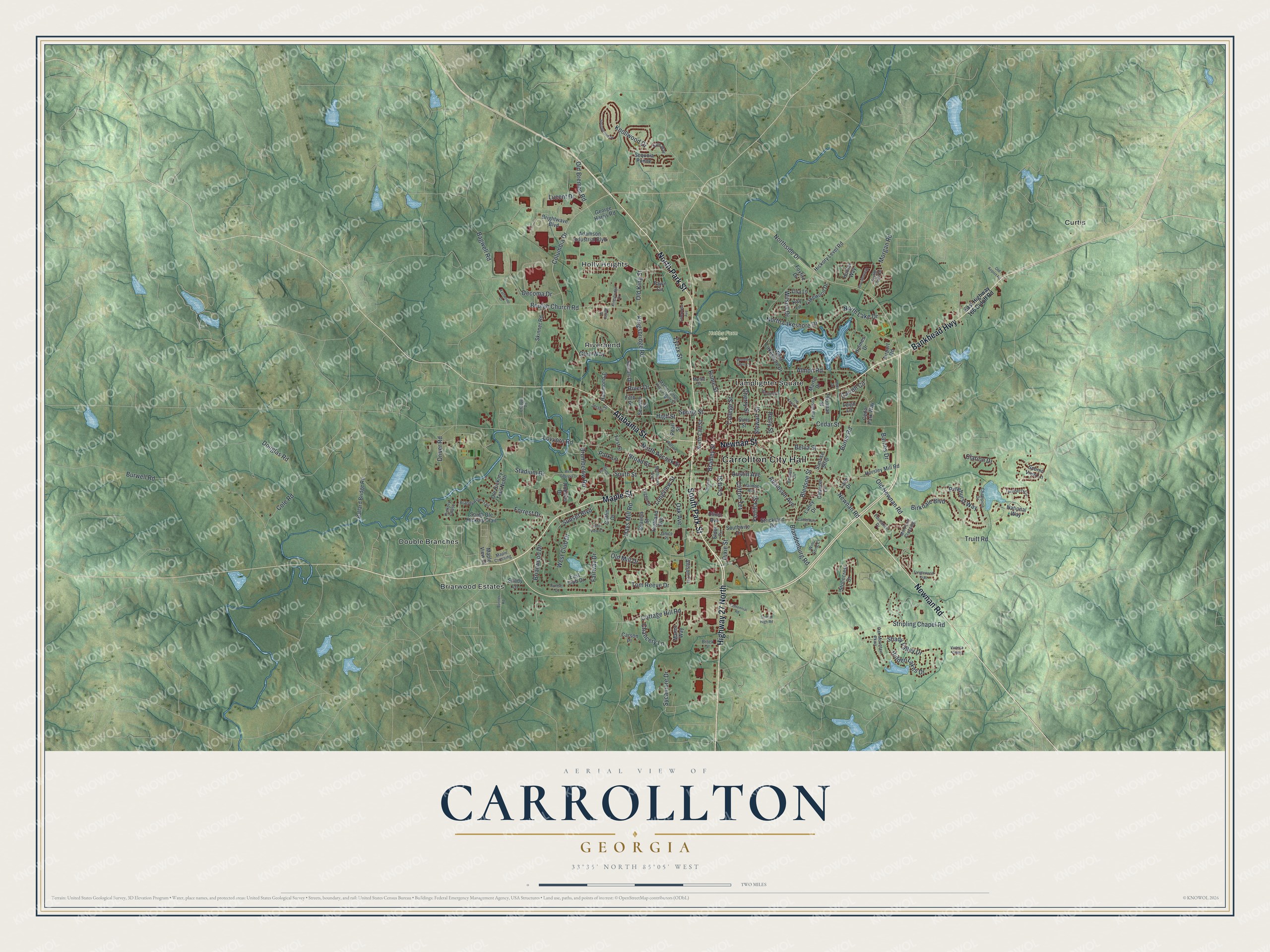 Watermarked full-map preview of Carrollton, Georgia