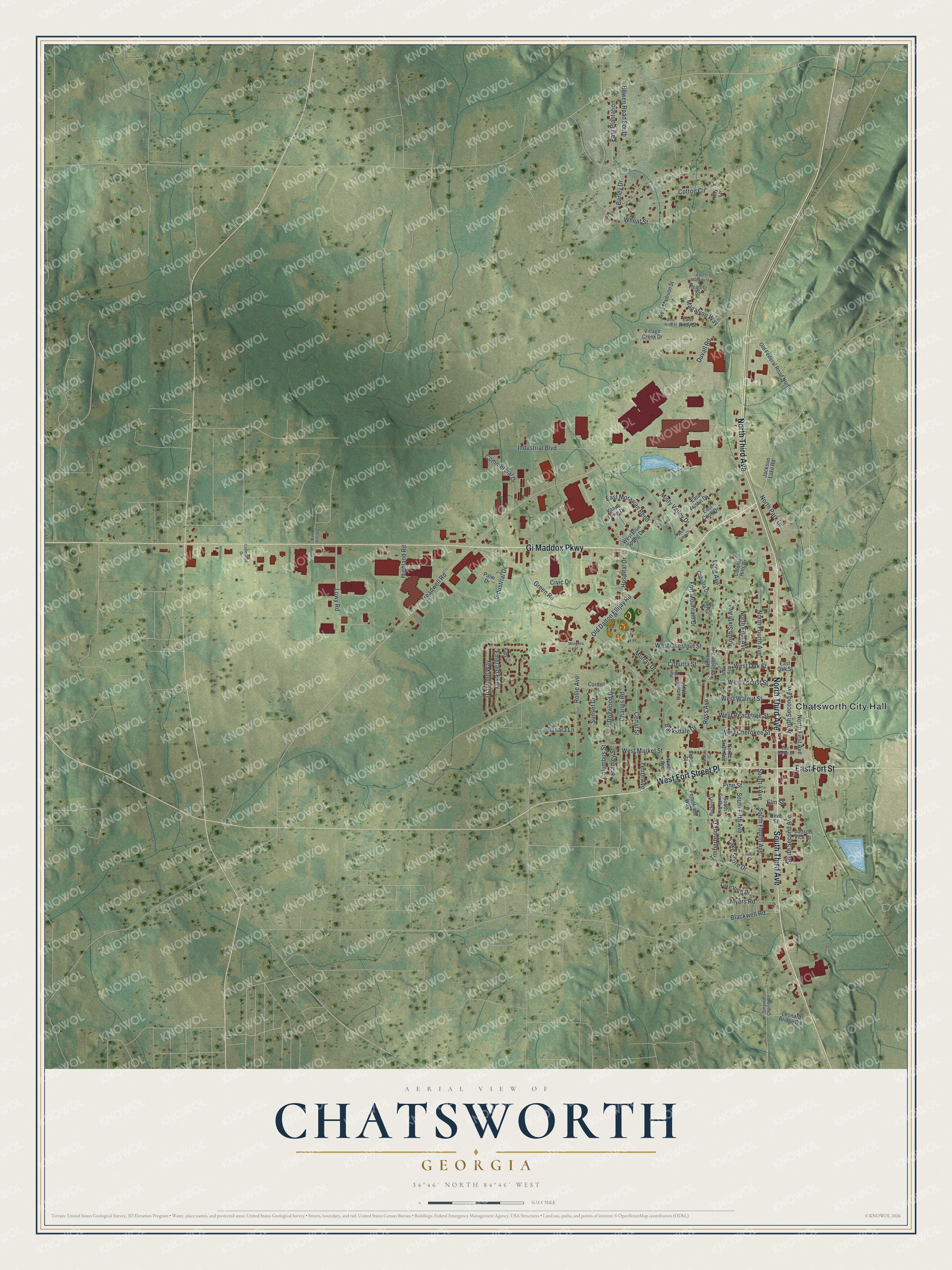 Watermarked full-map preview of Chatsworth, Georgia