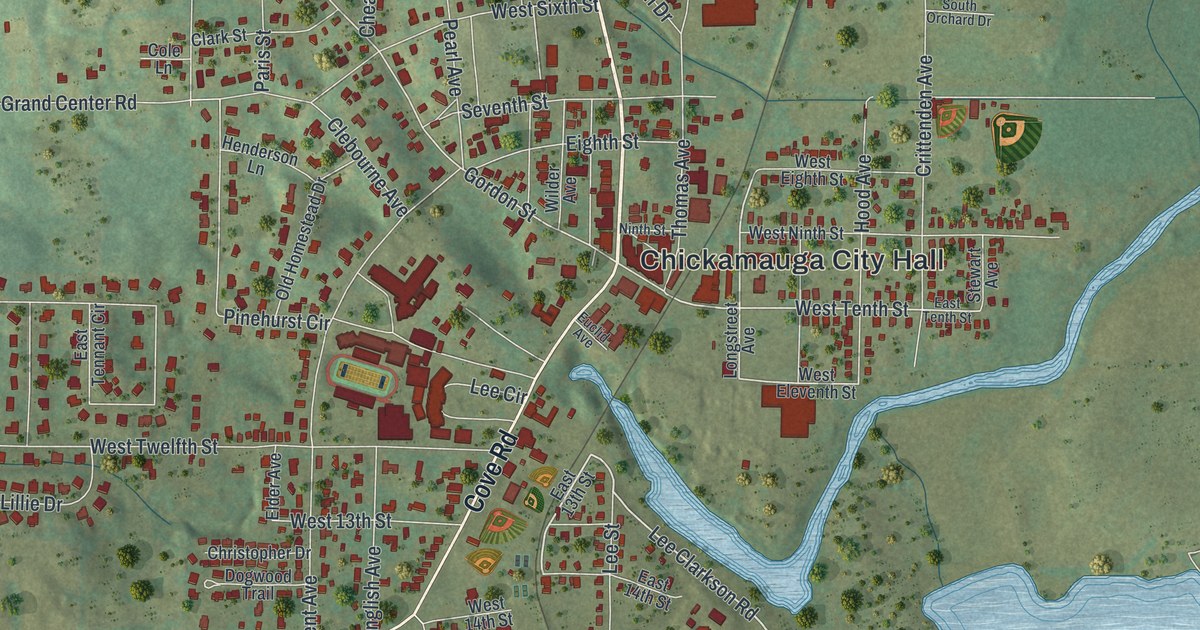Map of Chickamauga, Georgia