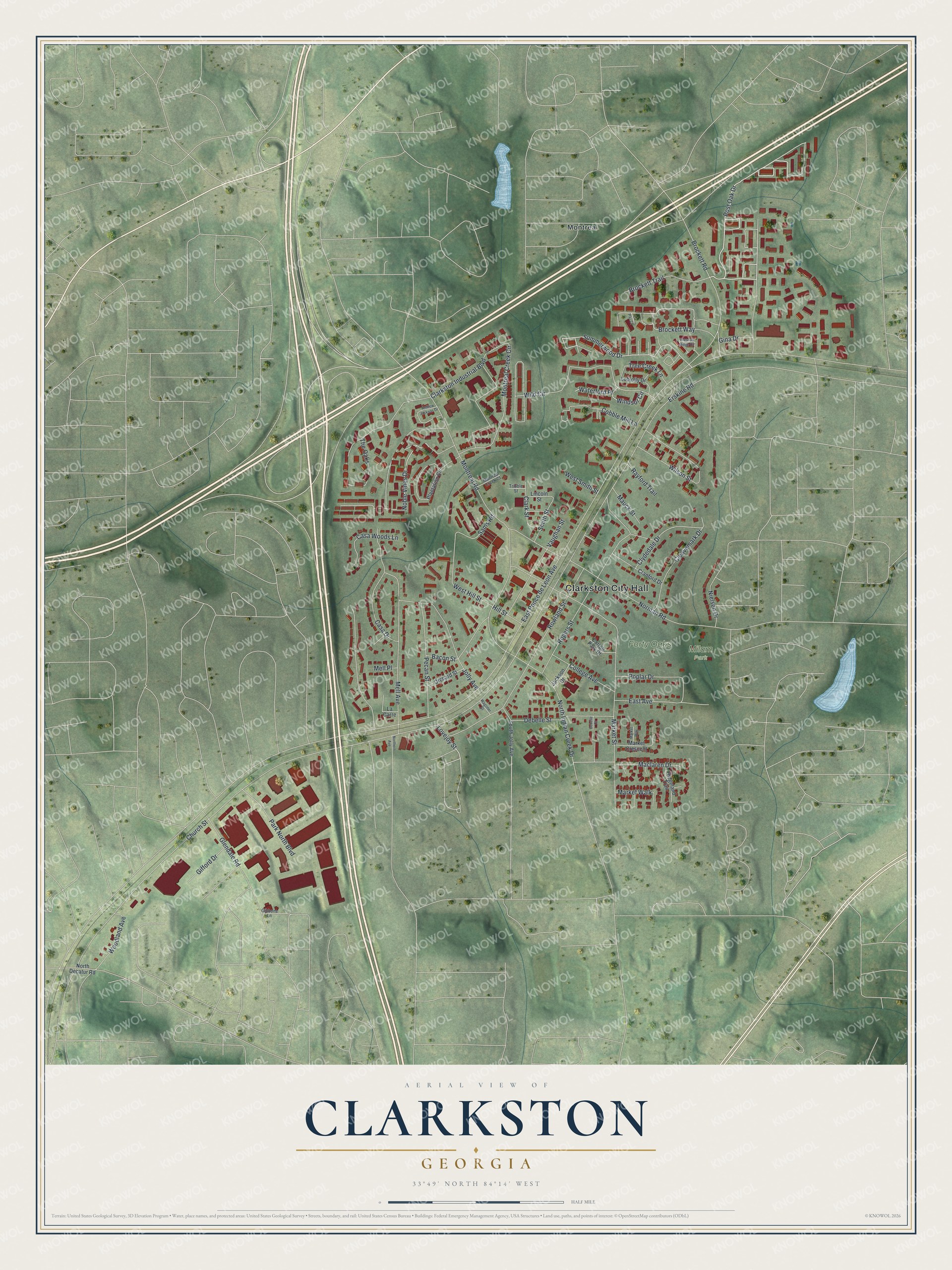 Watermarked full-map preview of Clarkston, Georgia