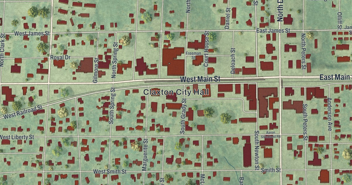 Map of Claxton, Georgia